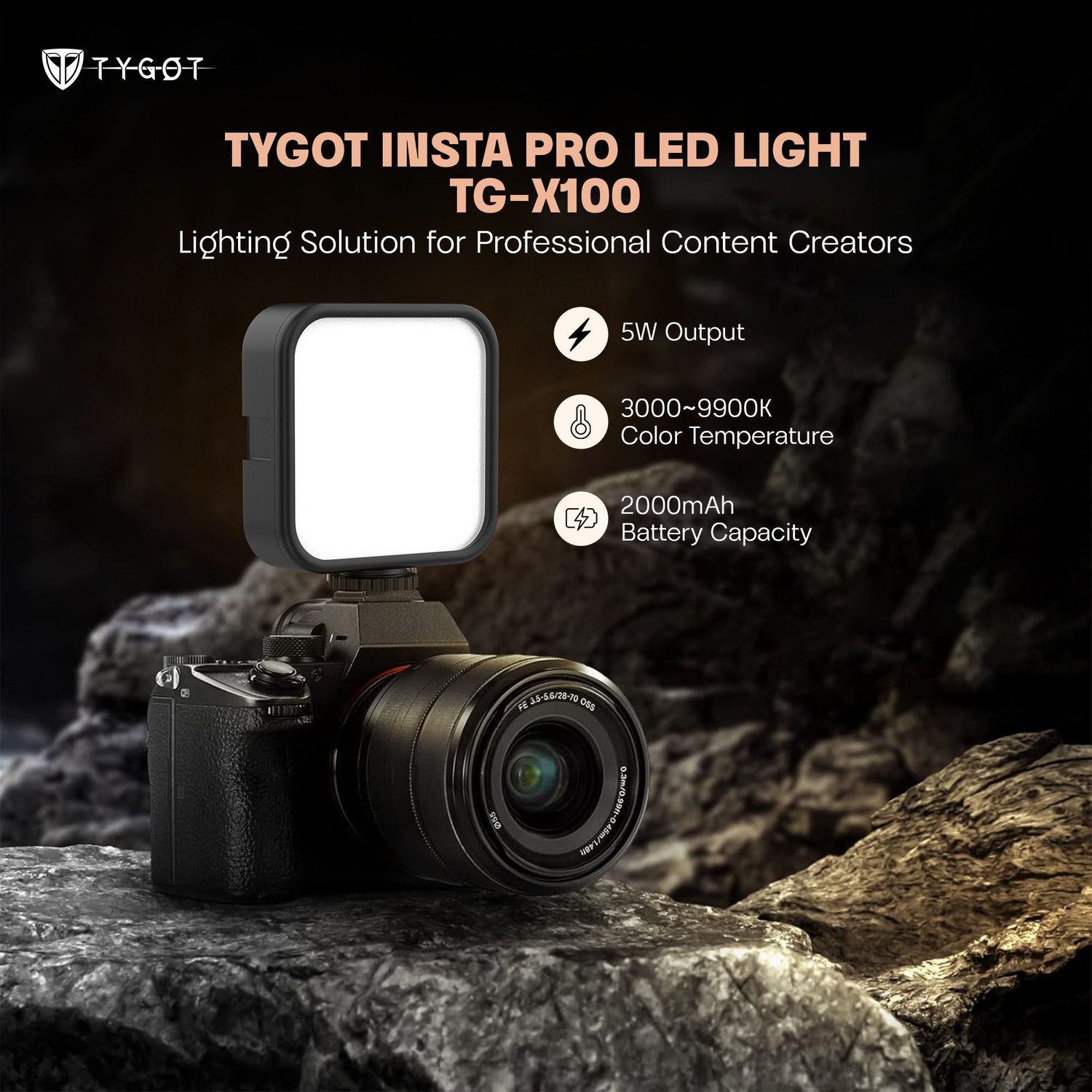 Image of Tygot TG-X100 LED Video Light for Phone, Camera, Laptop, Meeting, Photography Flash