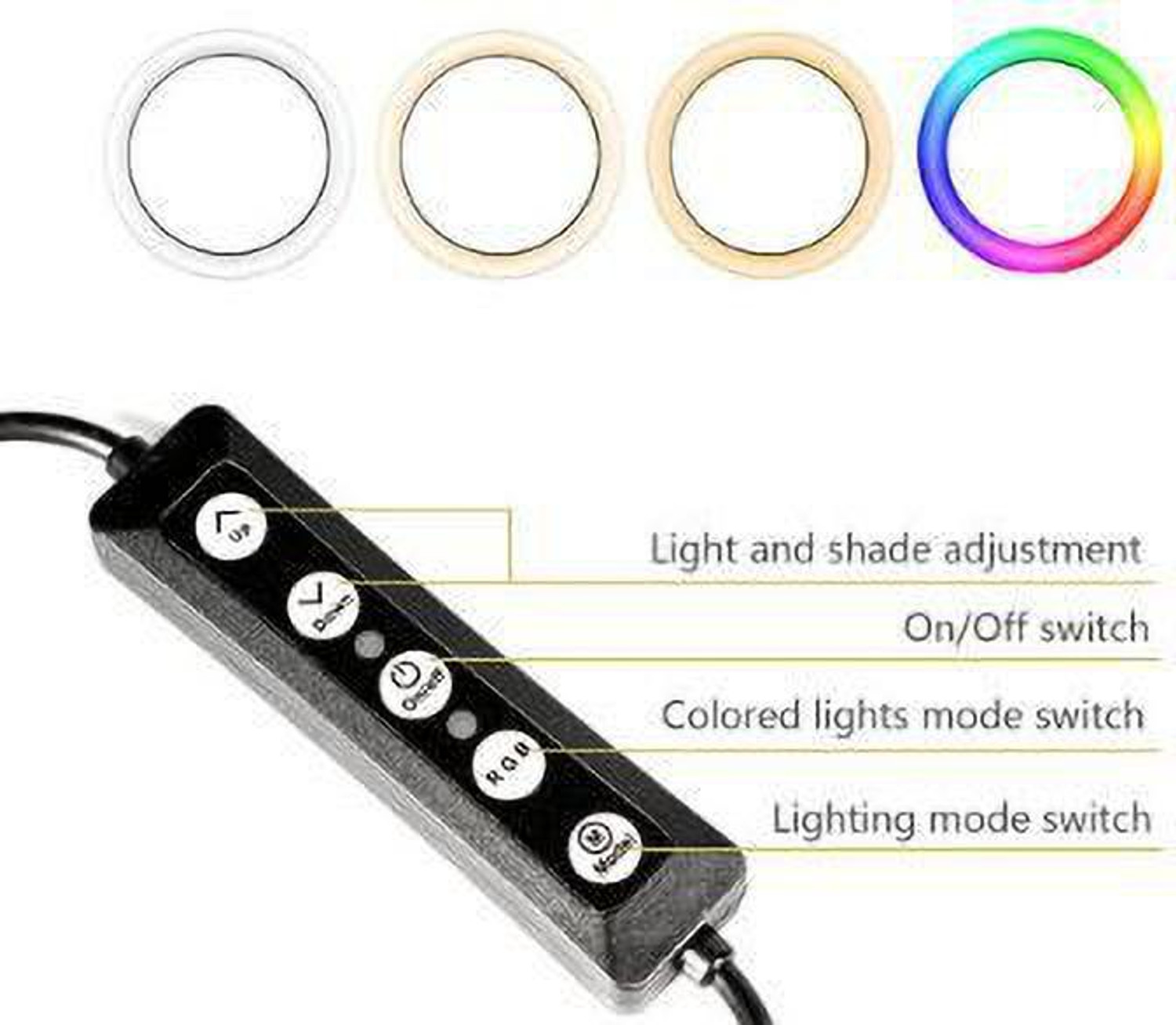 Image of TECHGEAR 18'' RGB Desktop Soft LED Ring Light 16 RGB Colors with Three Mobile Holder Ring Flash