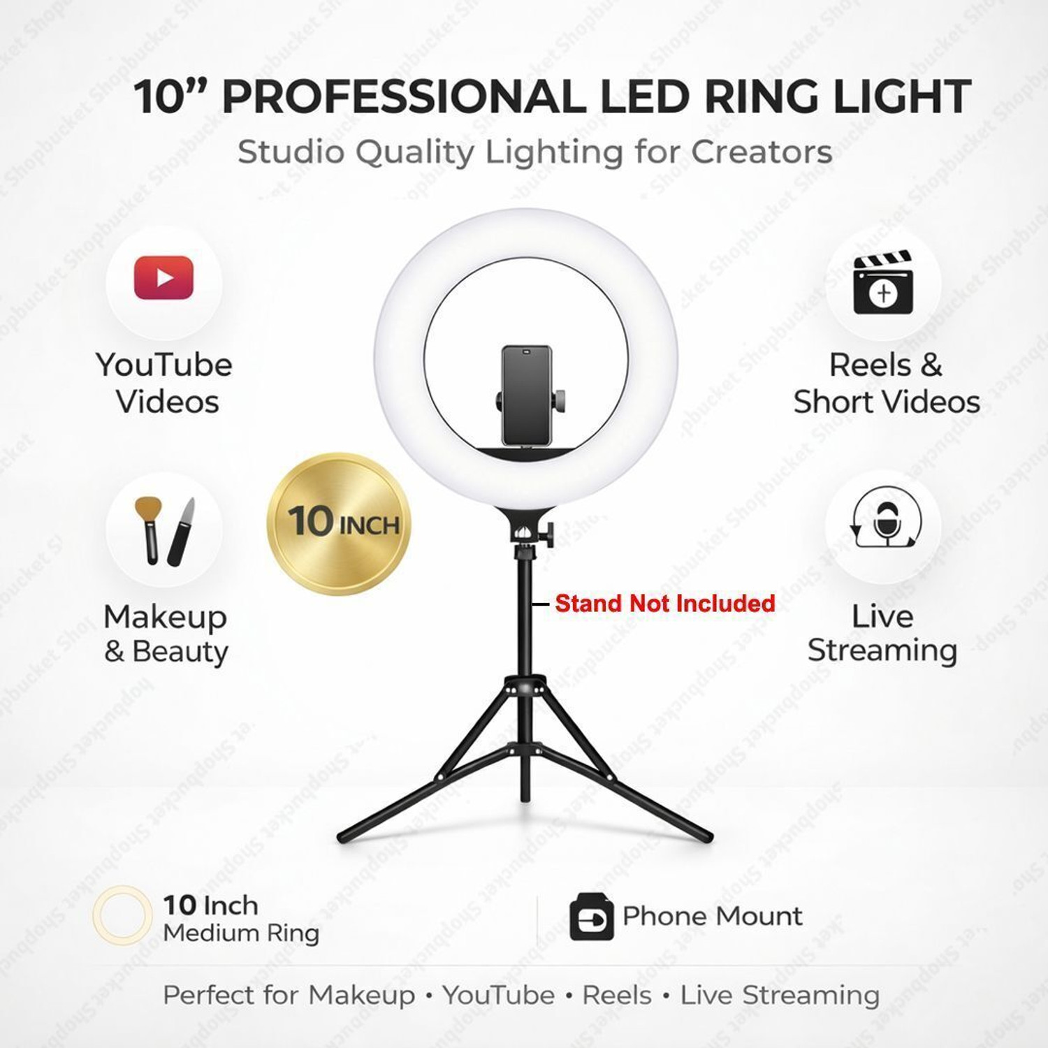 Image of SB 10 Inch Ring Light & LED Ring Light Mobile Video Shooting Makeup Ring Flash