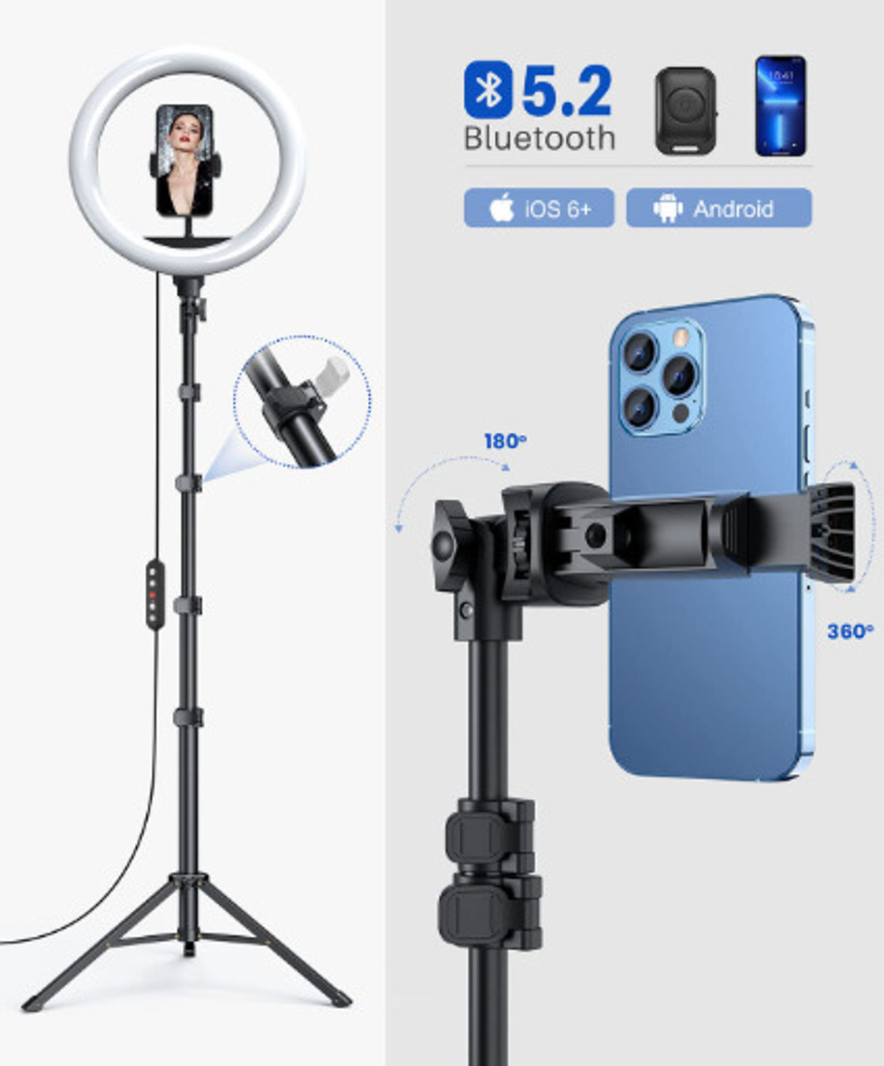 Image of UMORK Best Metal strong phone tripodstand with RGB 10 inchring fill light stand home event Ring Flash