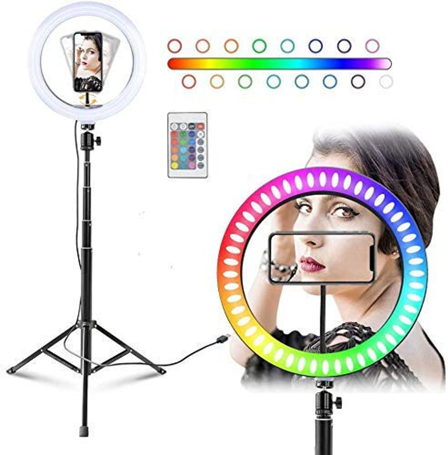 Image of PB Softtech Metal Tripod Stand Rgb Ringlight for MobilePhone Mini Portable adjustable holder Tripod