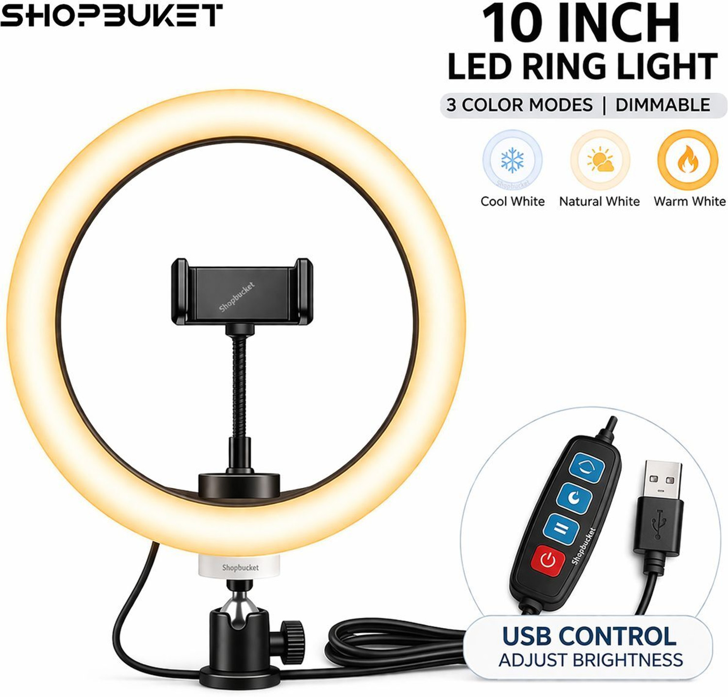 Image of SB 10 Inch Ring Light & LED Ring Light Mobile Video Shooting Makeup Ring Flash