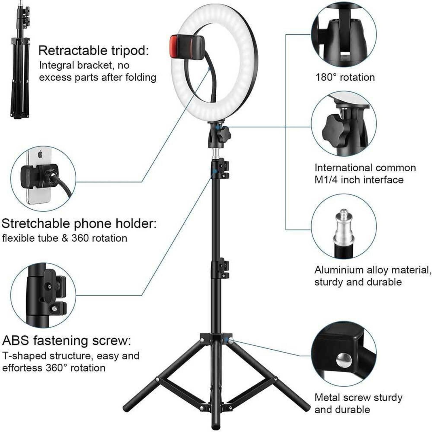 Image of JAMMY ZONES Big Selfie Ring Light 10 inch with 7ft Tripod Stand for video,Reels Studio J98 Ring Flash