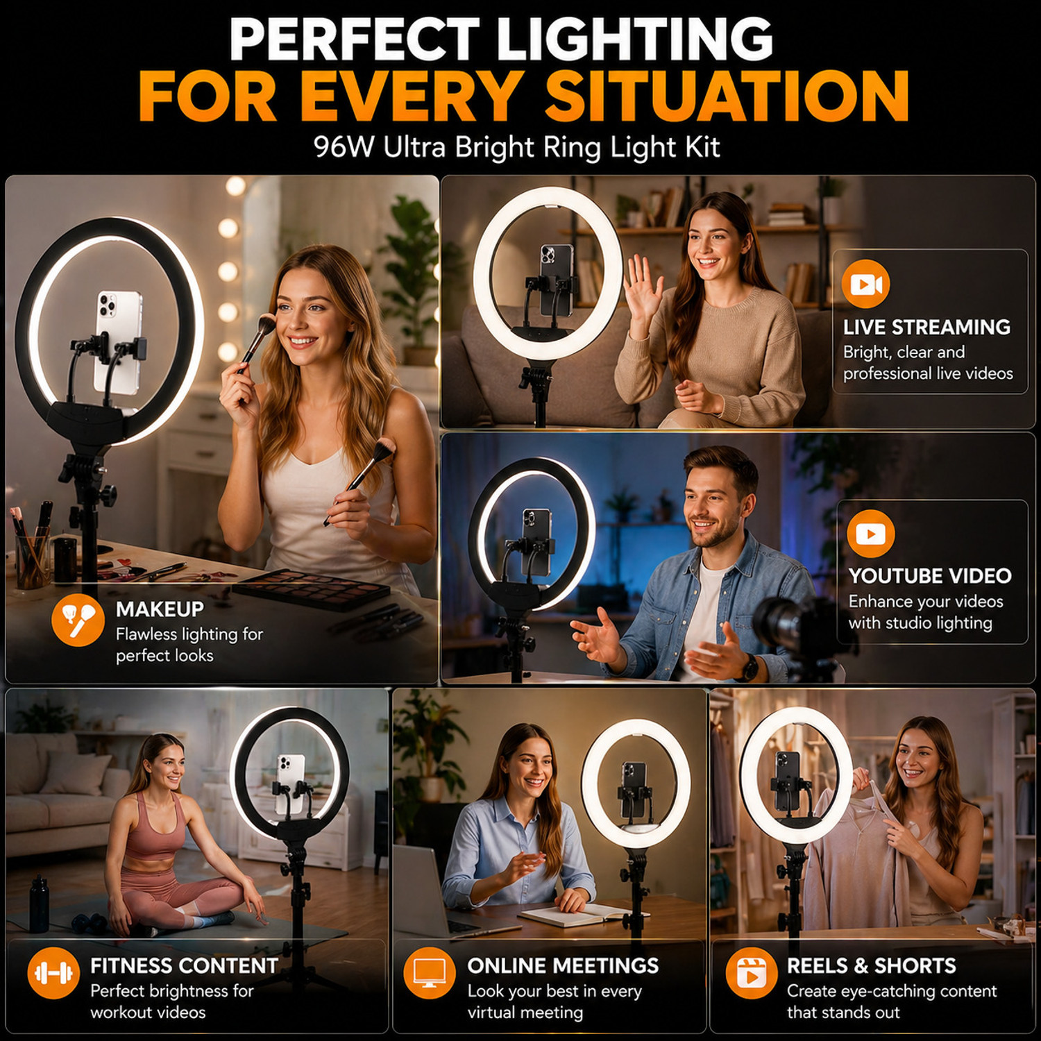 Image of Todayshine 12 Inch LED Ring Light with 7 Feet Stand for Mobile photography makeup Ring Flash