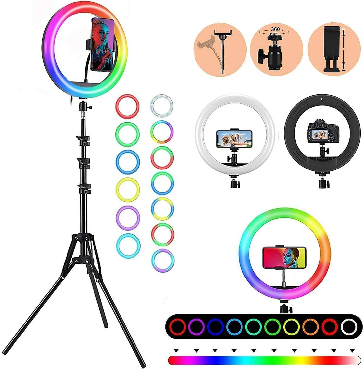 shipsify 10inch RGB Light with Tripod Stand & Phone Holder - Image 1