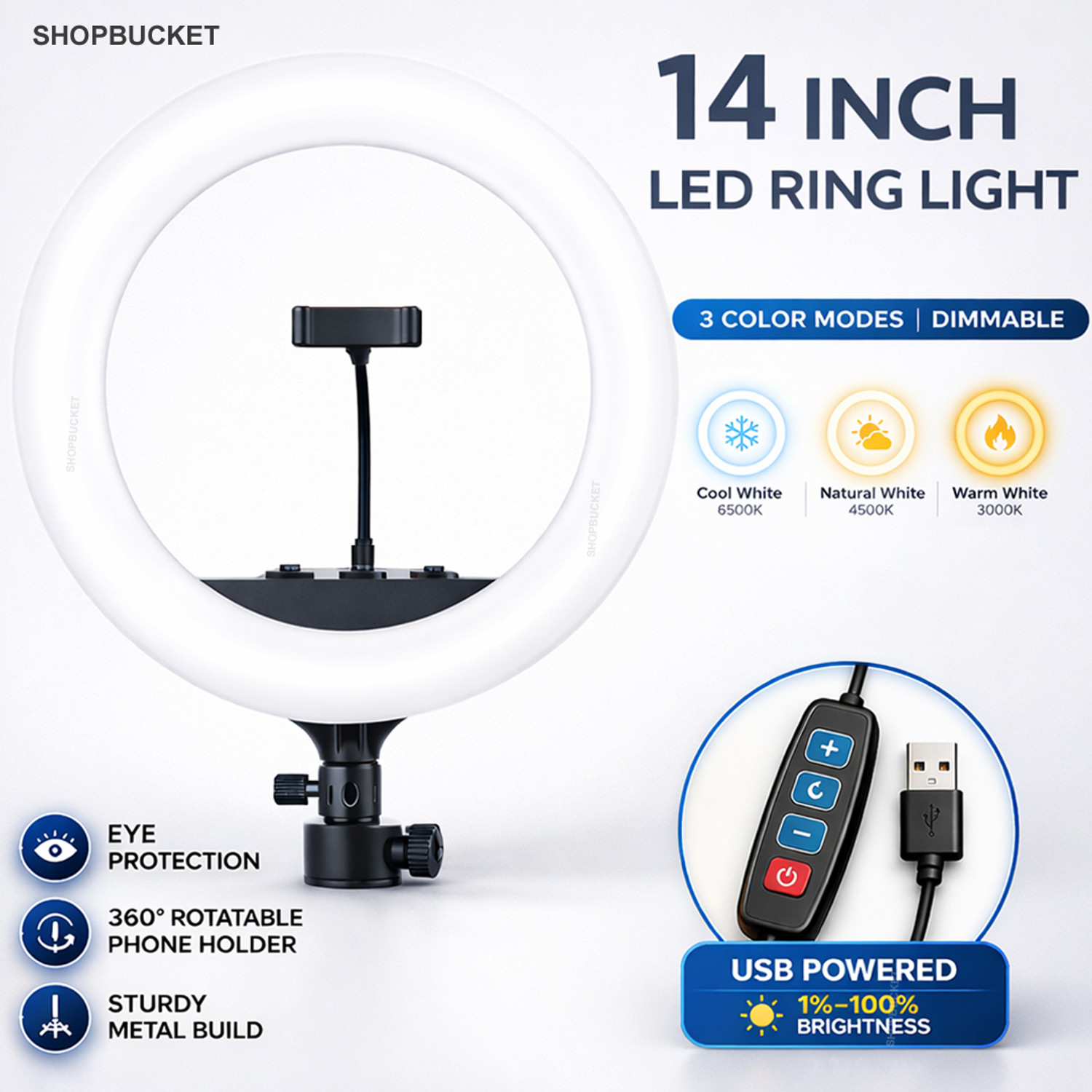 Image of SB 14 Inch Ring Light & 3 Mode Ring Light Flash for Photography Video Makeup Ring Flash