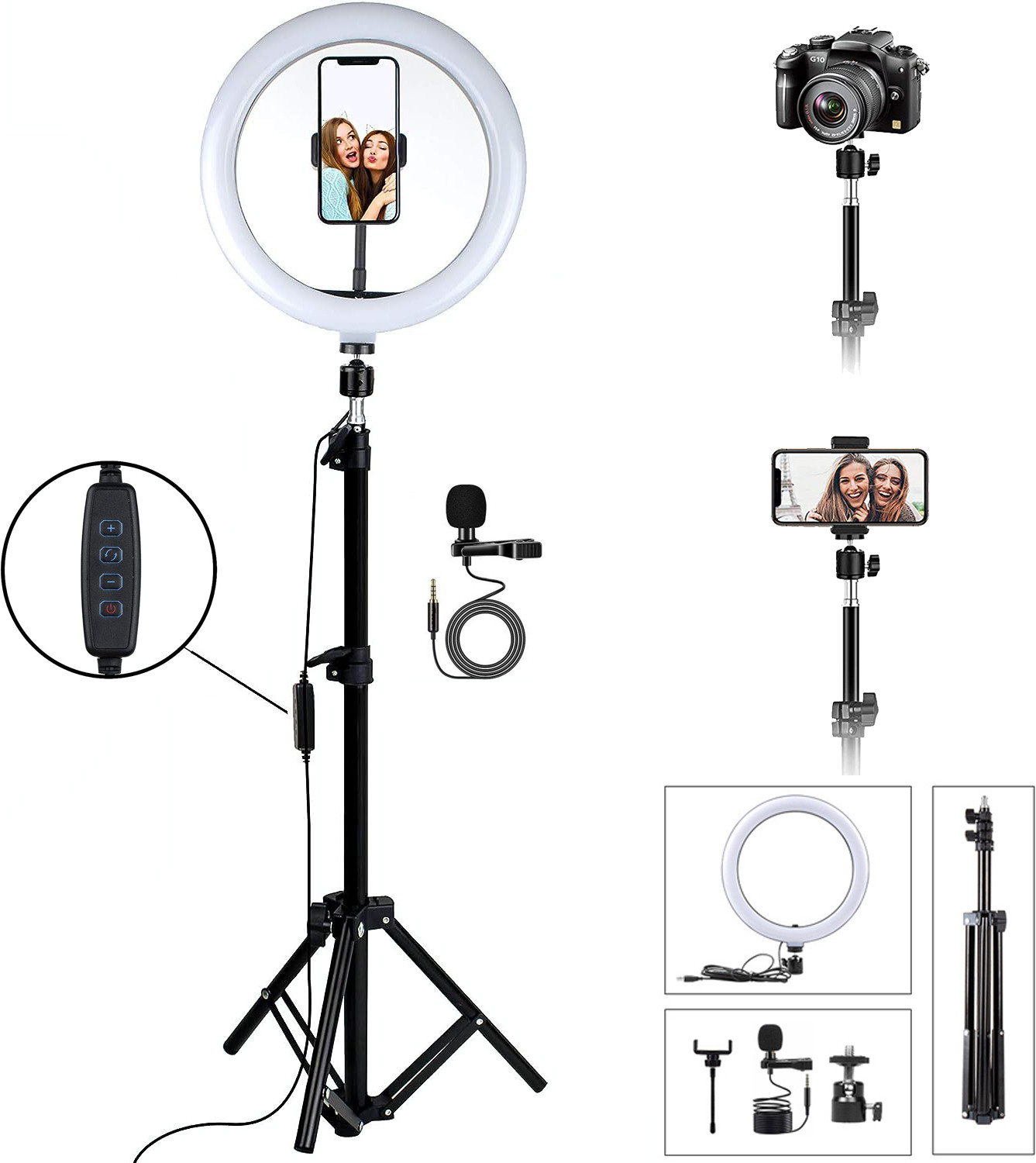 Image of ROYAL SCOT GREY 10 inch LED Ring Light with 6.9 Feet Metal Tripod & 3.5mm Metal Collar Microphone Ring Flash