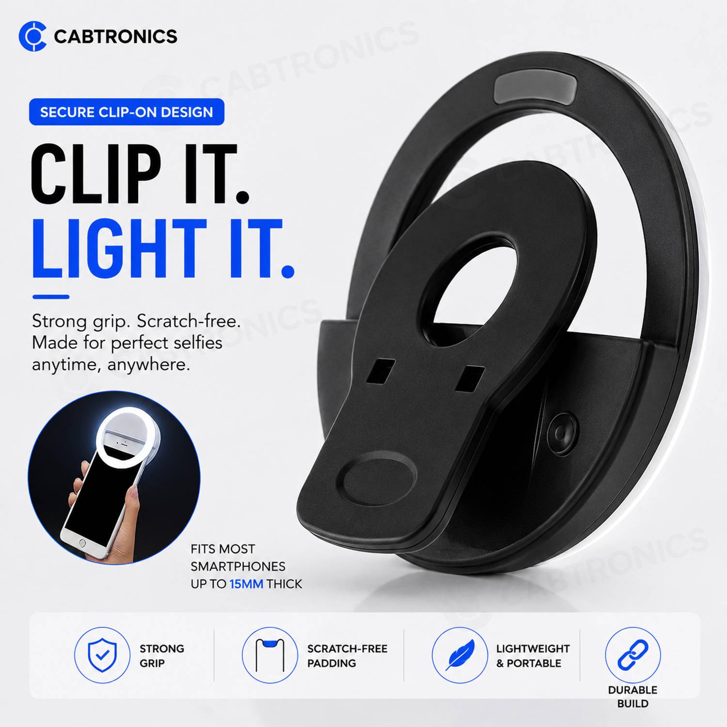 CABTRONICS Rechargeable Clip On Selfie Ring Light - Image 4