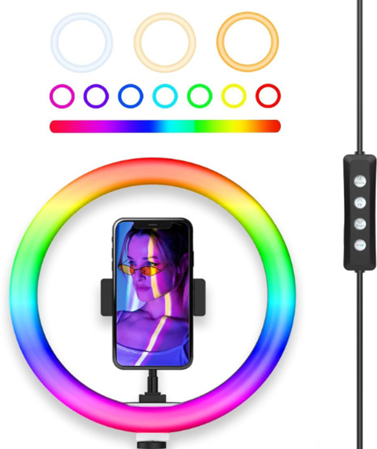 Image of UMORK Best Metal strong phone tripodstand with RGB 10 inchring fill light stand home event Ring Flash