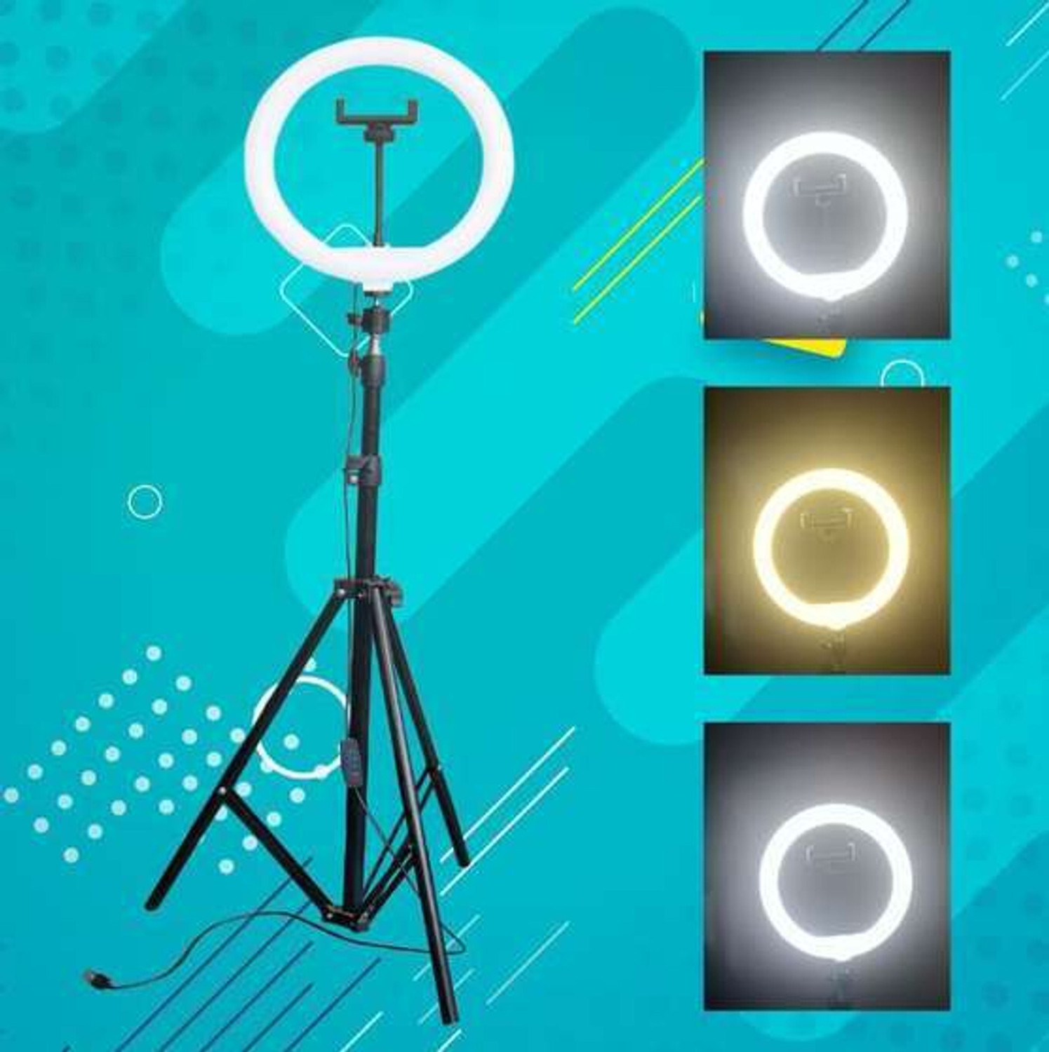 Image of TRYFLY Big 7 fit Tripod Stand with 10 Inches LED Ring Light-Live Stream Phone Holder Ring Flash