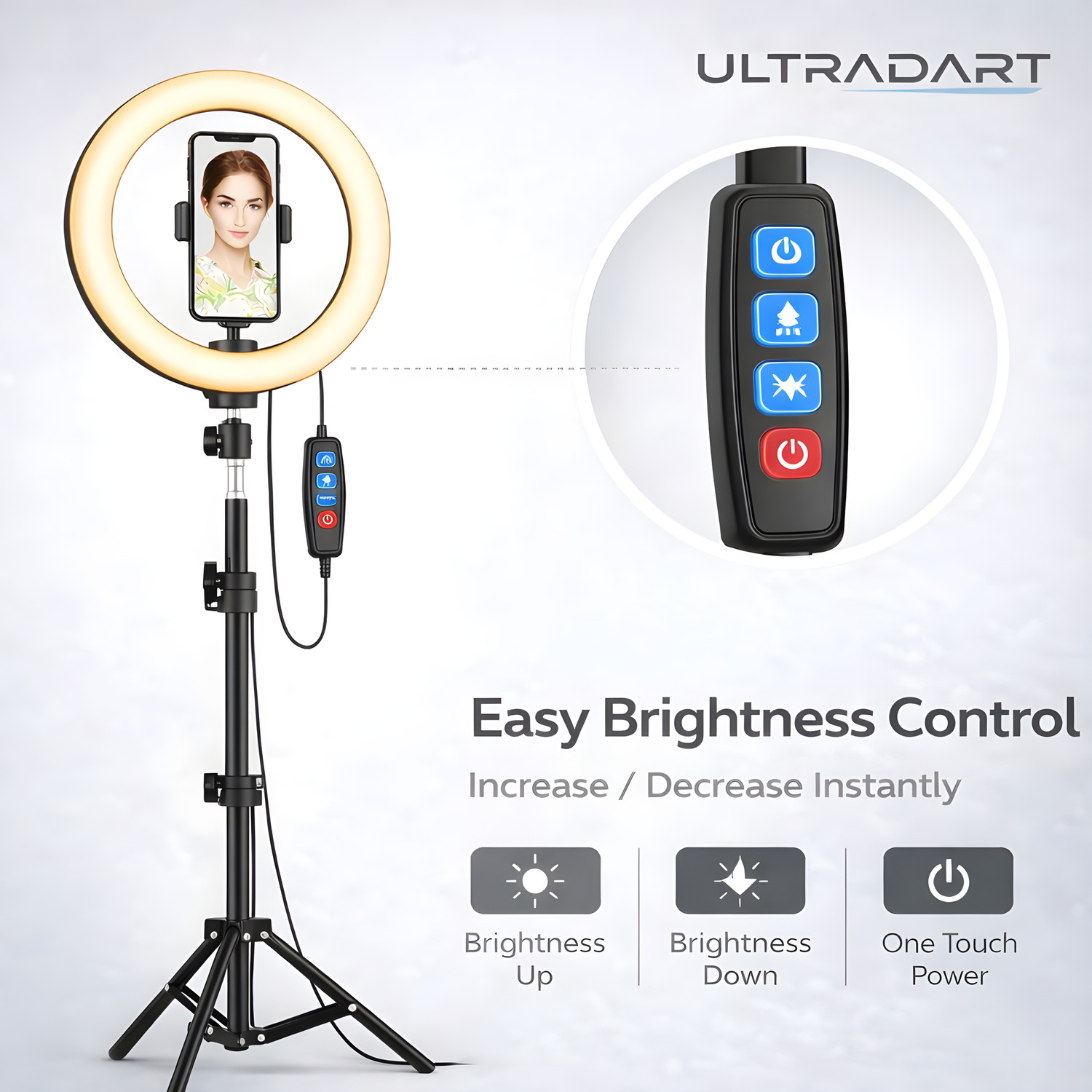 Image of ULTRADART Professional 14 Inch Ring Light with Tripod Stand for Photography Ring Flash