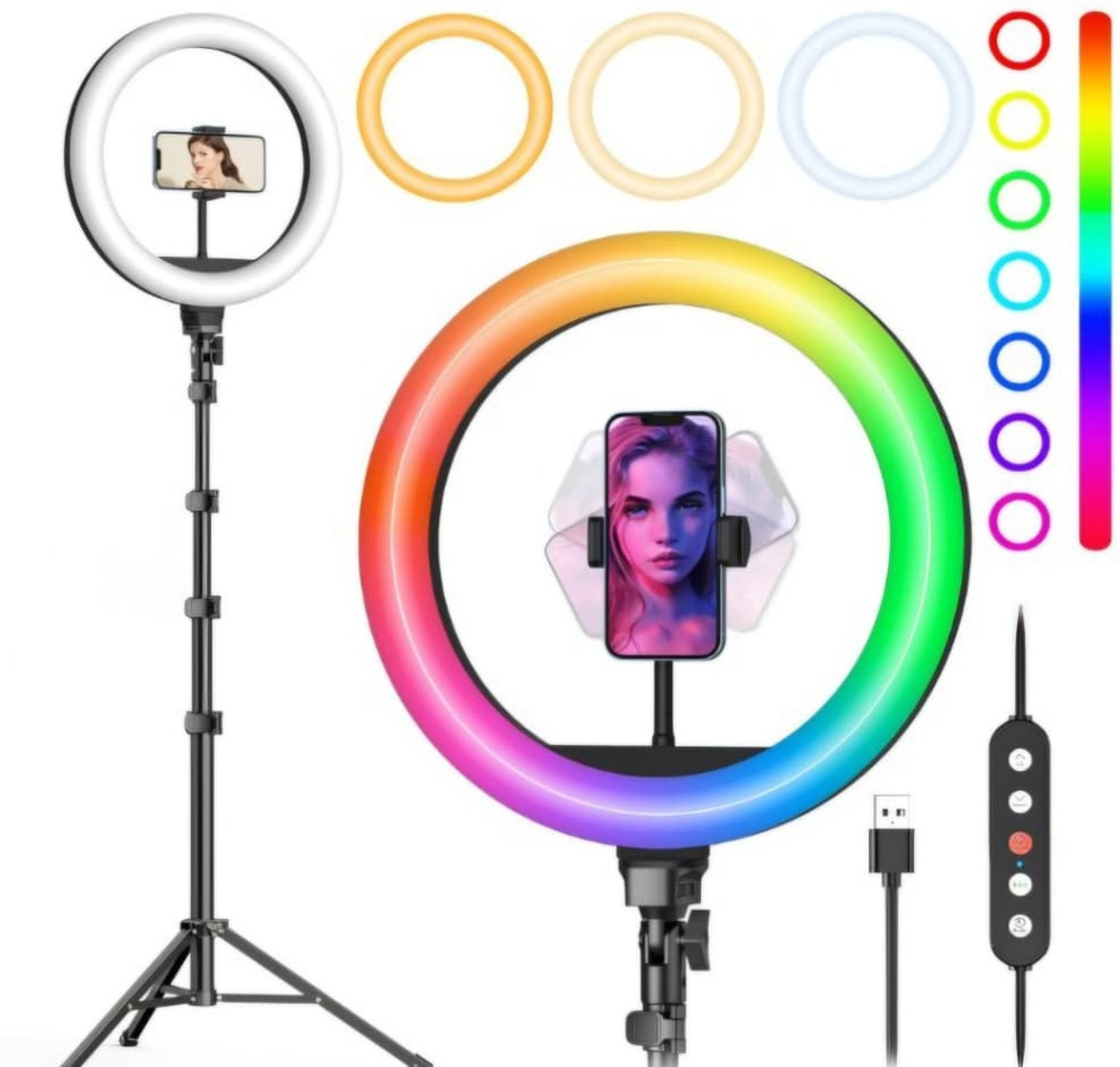 Image of Meraki Wonder Advance 10 Inch RGB Ring light with Tripod Stand for Video, youtube, Photography Ring Flash