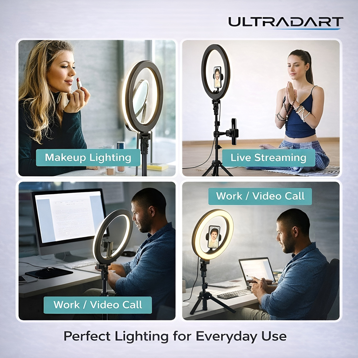 Image of ULTRADART 12 Inch Ring Light with Stand & Mobile Holder for YouTube Video Shooting Ring Flash