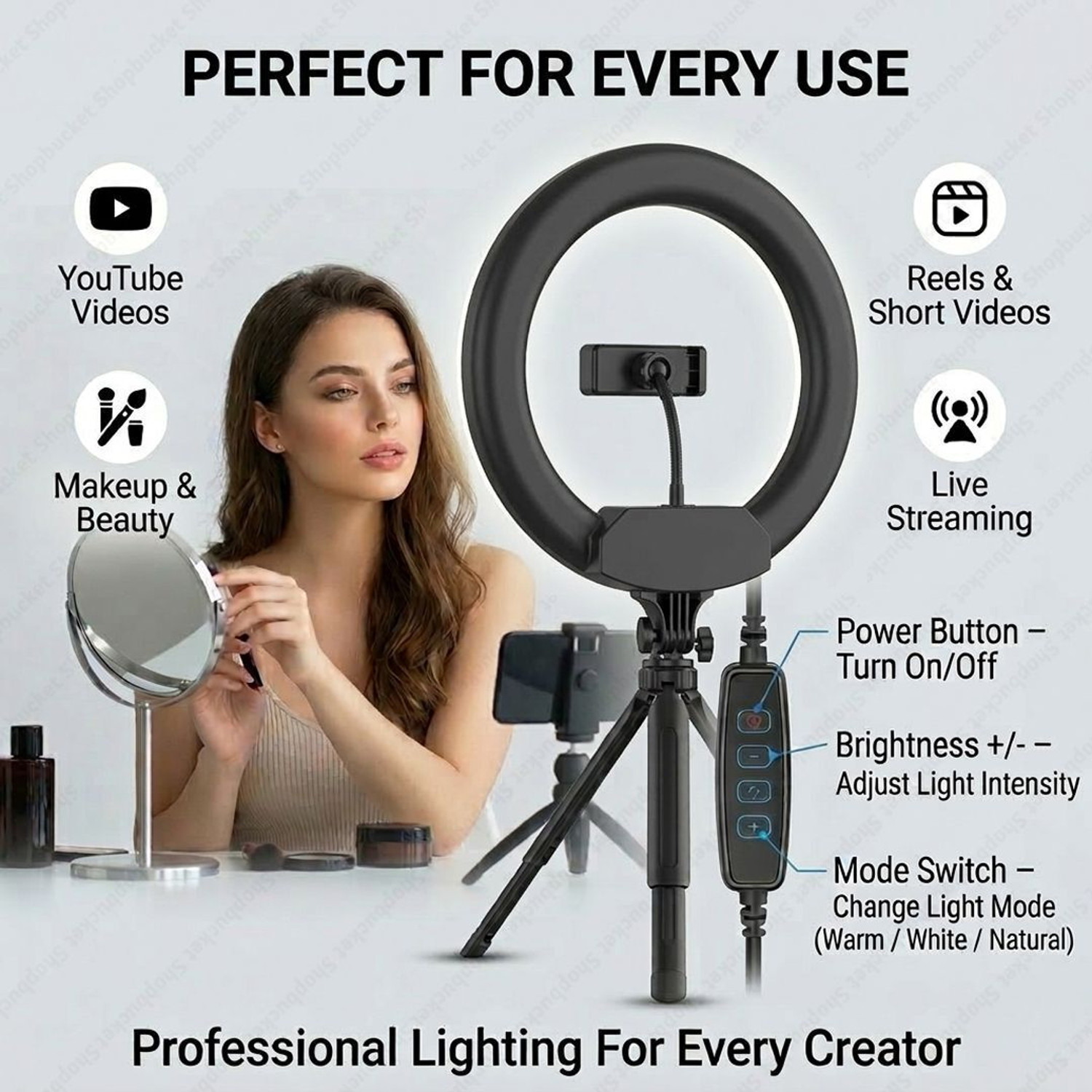 Image of SB 14 Inch Ring Light & 3 Mode Ring Light Flash for Photography Video Makeup Ring Flash