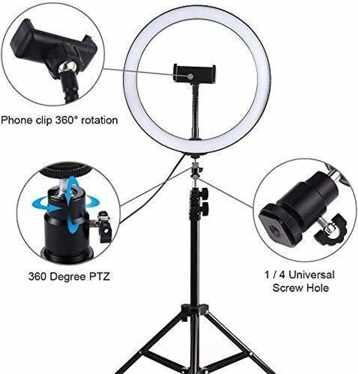 Image of MAIPLE 10 Inches Large LED Ring Light with Tripod for YouTube, Instagram, Makeup, TikTok, Taka-Tak, Reels, Photo Video Shooting Stand Ring Flash