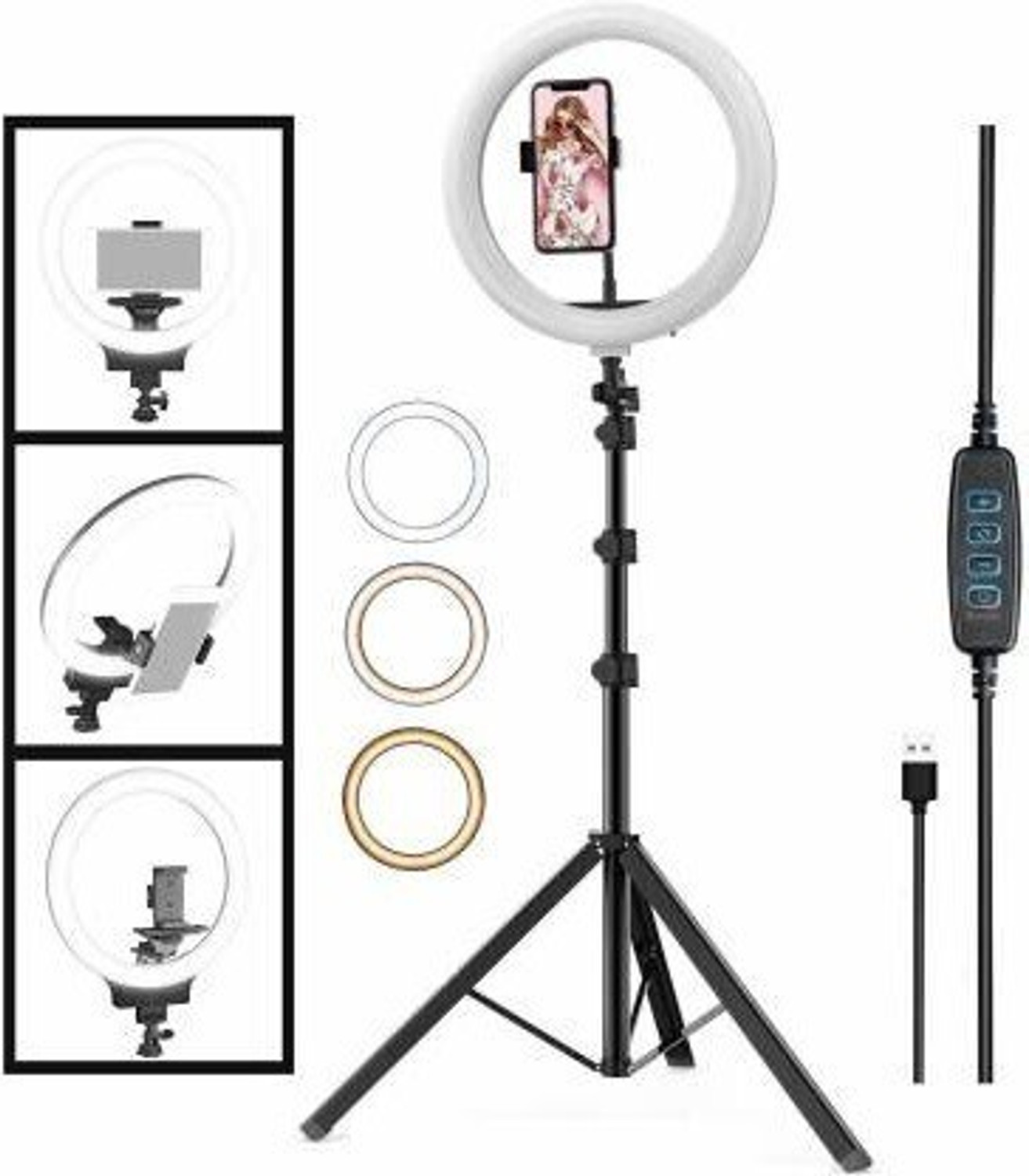 Image of TECHMAZE 10 inchLED RingLight with 7Ft Tripod Stand Combo for Video Shooting PhotoShoot T18 Ring Flash