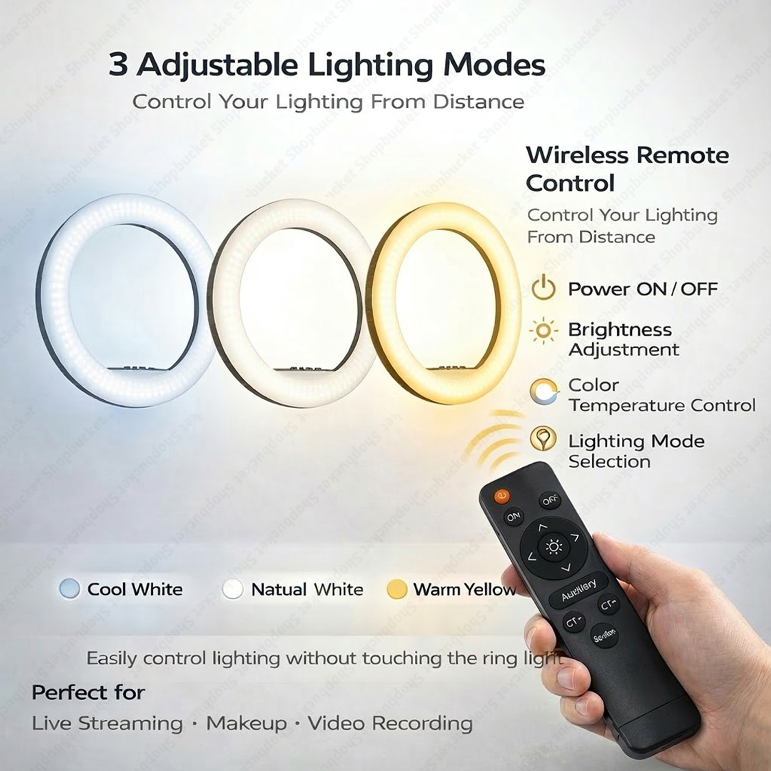 Image of SB 18 Inch Ring Light Remote Control with 7 Ft Steel Stand for YouTube, Reel Ring Flash