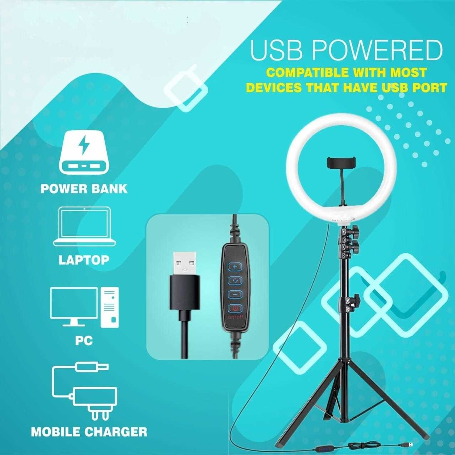 Image of SHINEON 10 inchBig Selfie LED Ring Light 7ft Tripod Stand Cam & Video light & Phone Holder Flash