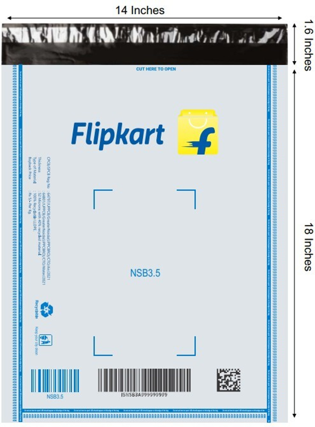 Image of Flipkart Security Bag LDPE NSB3.5 18 inch x 14 inch