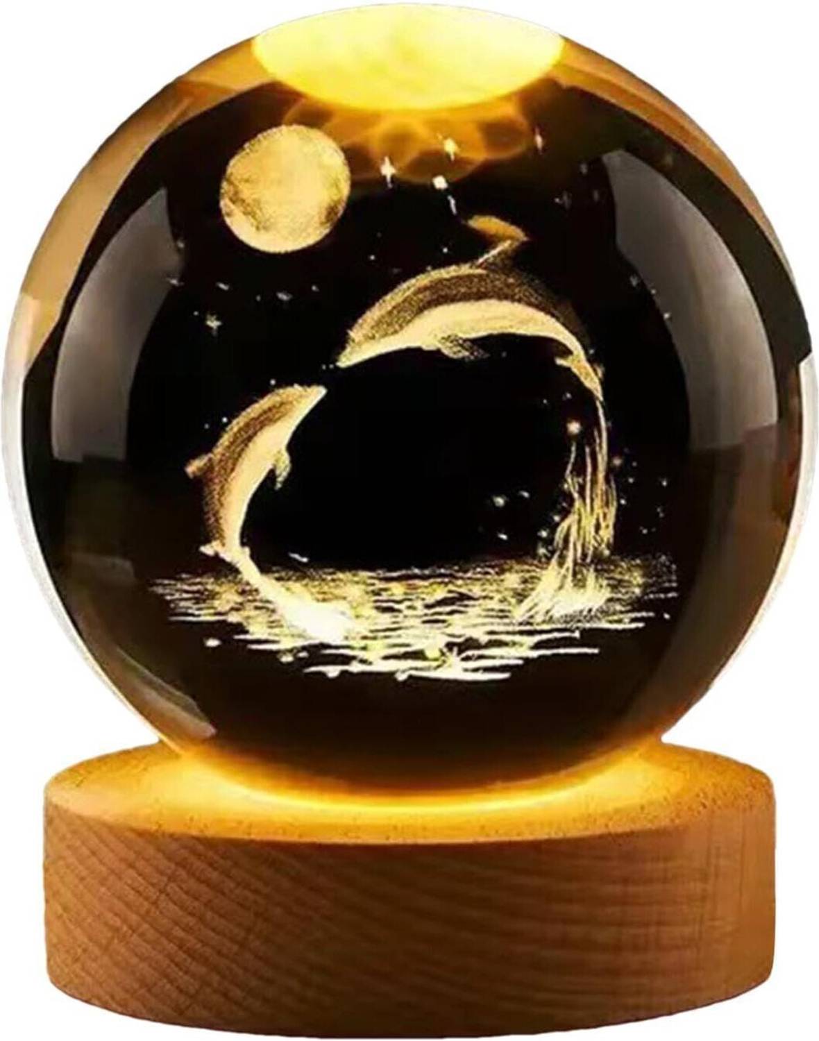 carempire 3D Night Light - Modern Ball Lamp 3D Inner Carved Lig