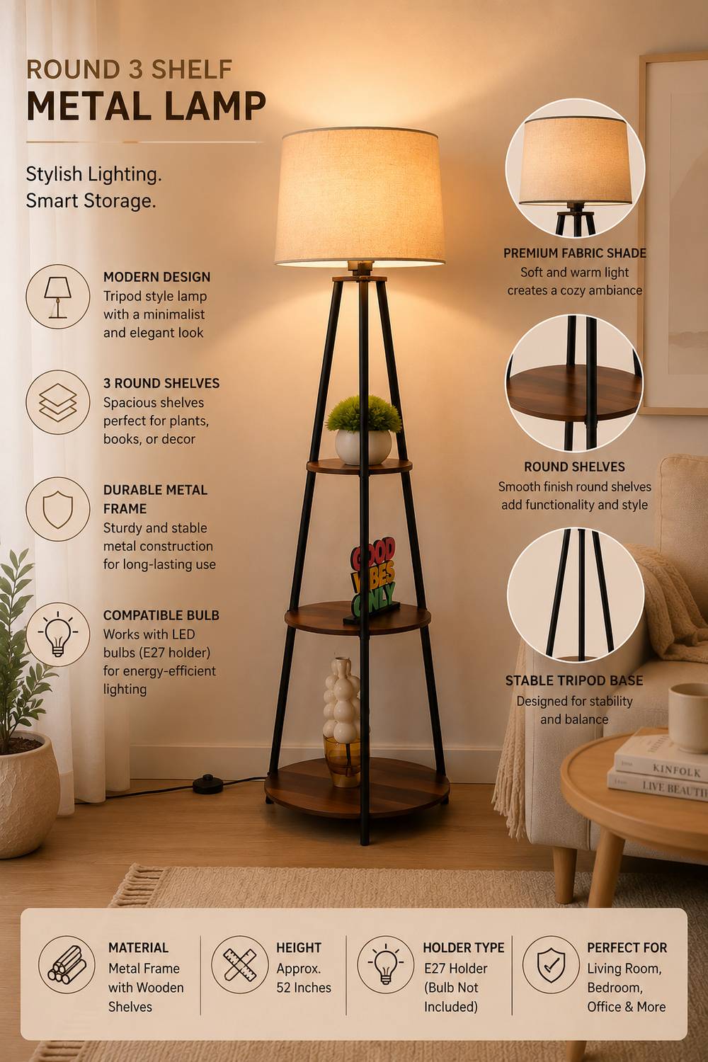 FEIXE Tripod Floor Lamp - Image 2