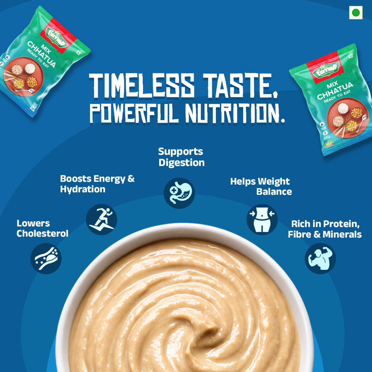 Image of FarrmB Mix Chhatua | High Protein & Fibre Ready-to-Eat Multigrain Breakfast Mix 1 kg