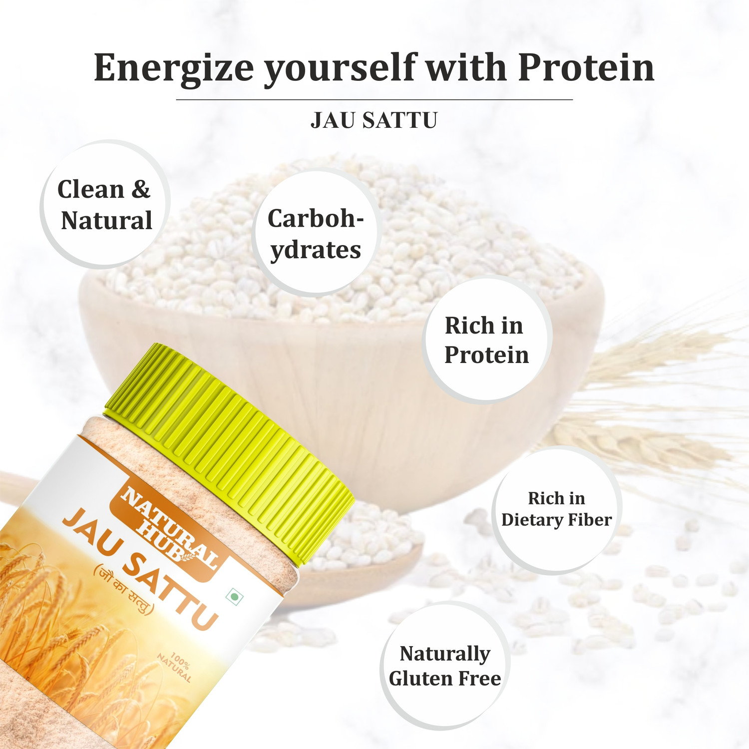Image of Natural Hub Healthy Barley Sattu | Jau ka Sattu | Rich in fiber & Protein 490gm