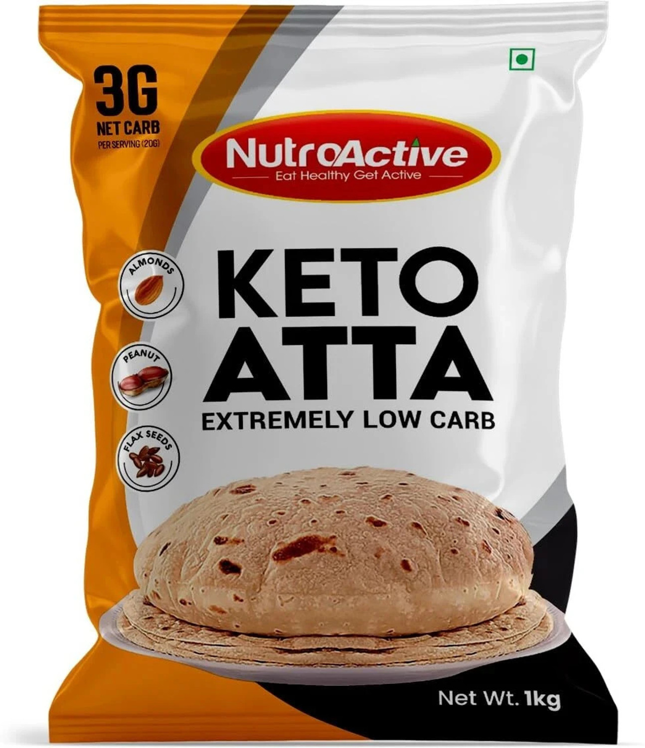 Image of NUTROACTIVE Keto Atta (1g Net Carb Per Roti ) Extremely Low Carb Flour - 1kg