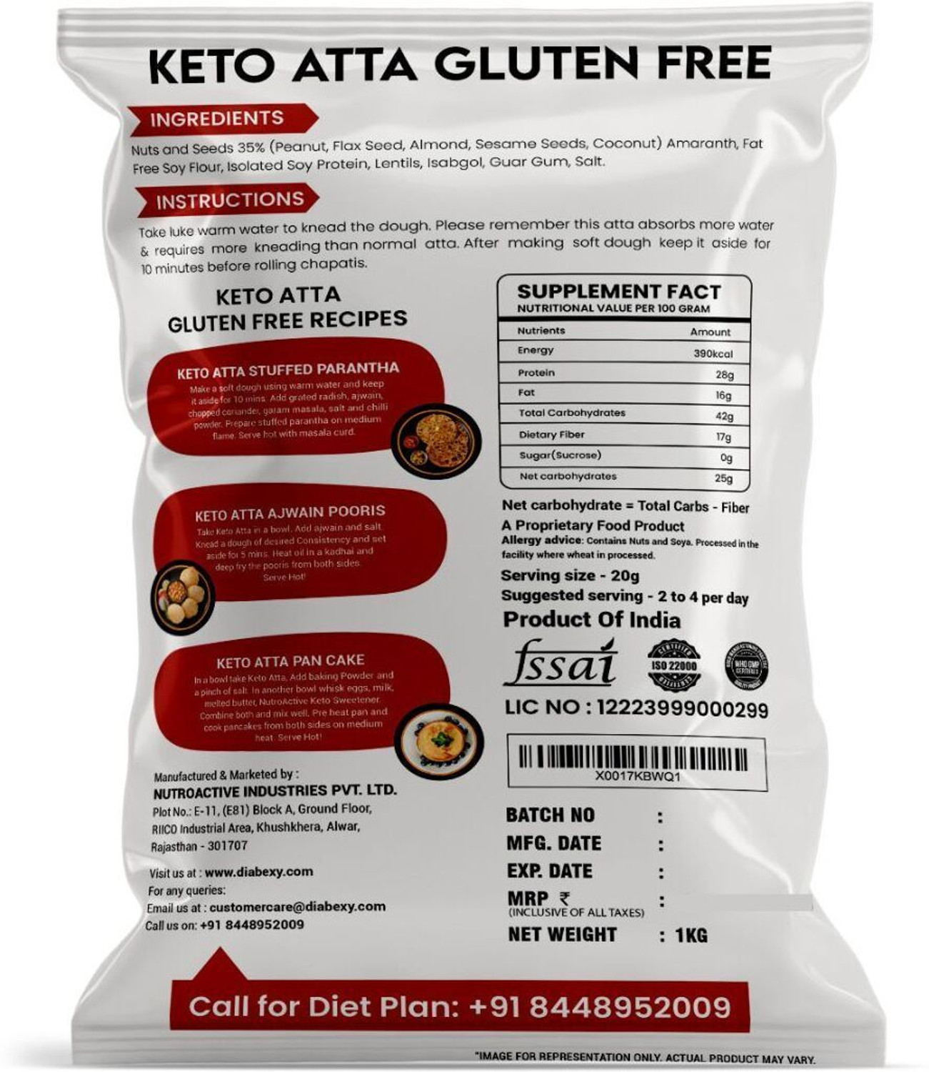 Image of NUTROACTIVE Keto Atta Gluten Free Ultra Low Carb Flour