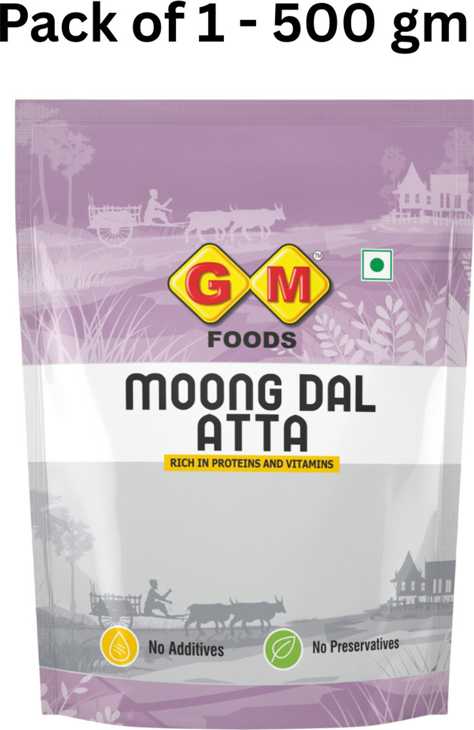 Image of GM FOODS Moong Dal Flour 500g | Green Gram Flour | Moong Dal Atta
