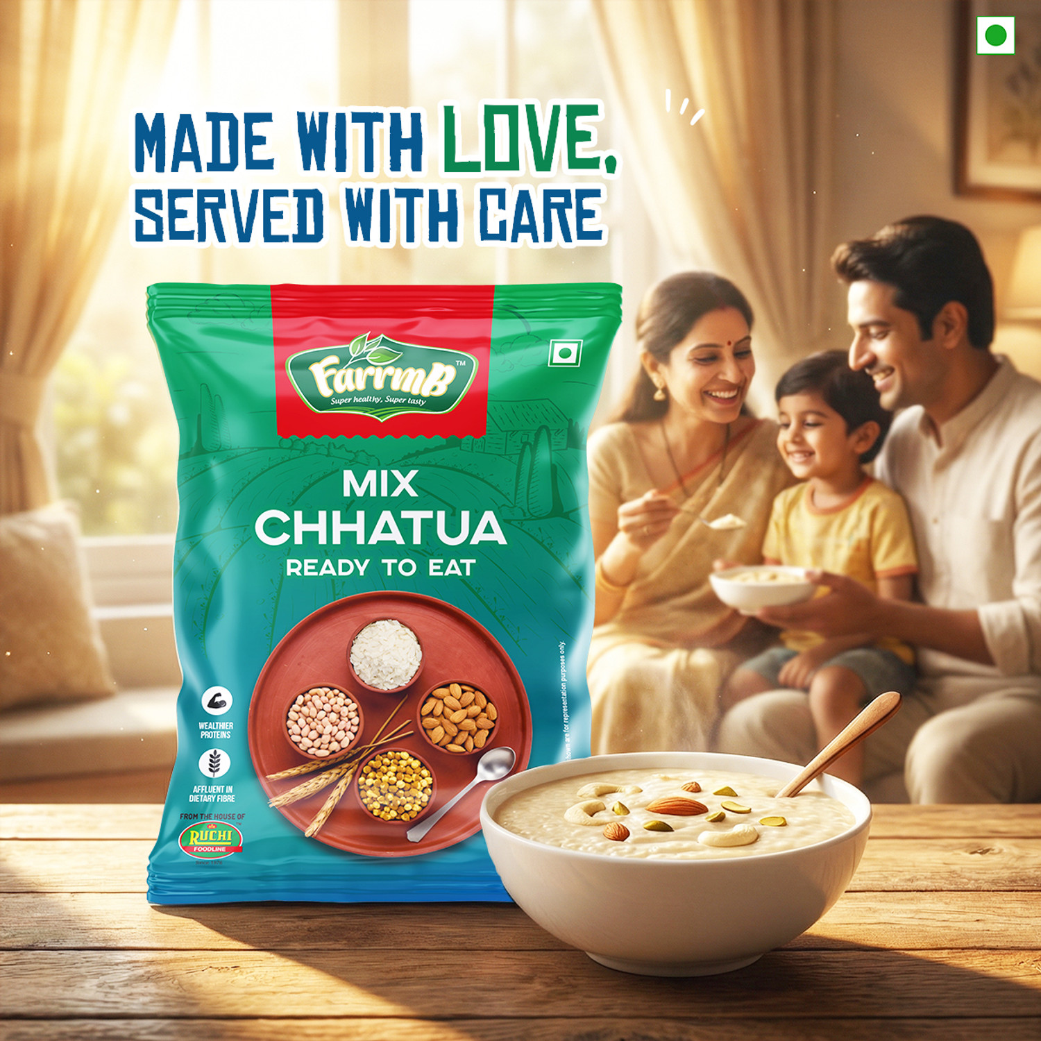 Image of FarrmB Mix Chhatua | High Protein & Fibre Ready-to-Eat Multigrain Breakfast Mix 1 kg