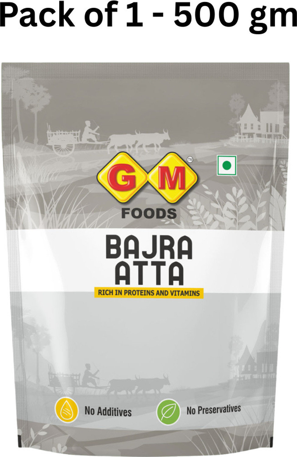 Image of GM FOODS Bajra Atta 500g | Pearl Millet Flour | Bajra Flour