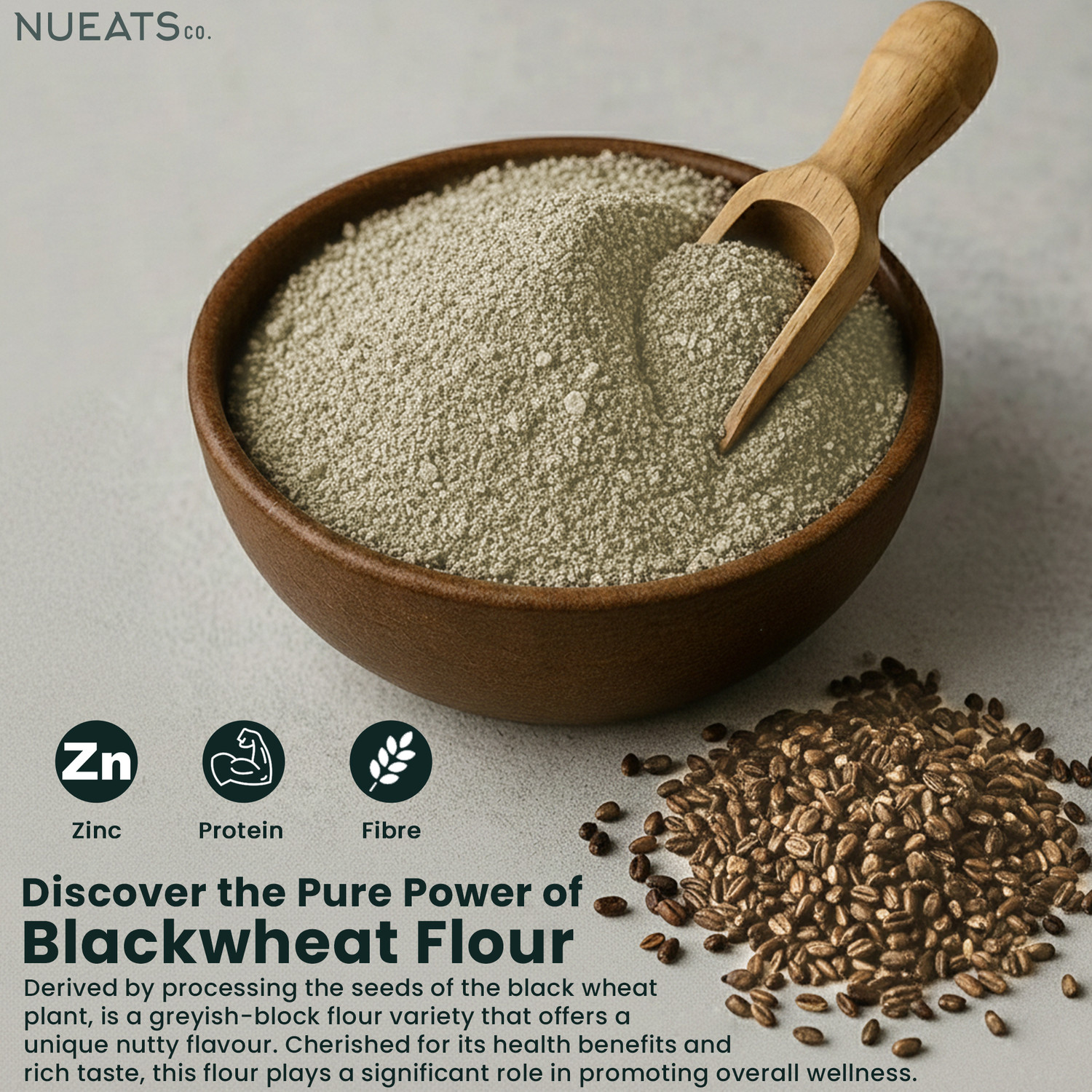 Image of NUEATS CO. Blackwheat Flour 400g Artisanal Flour Gluten Free, High Fiber & Protein Pack 1