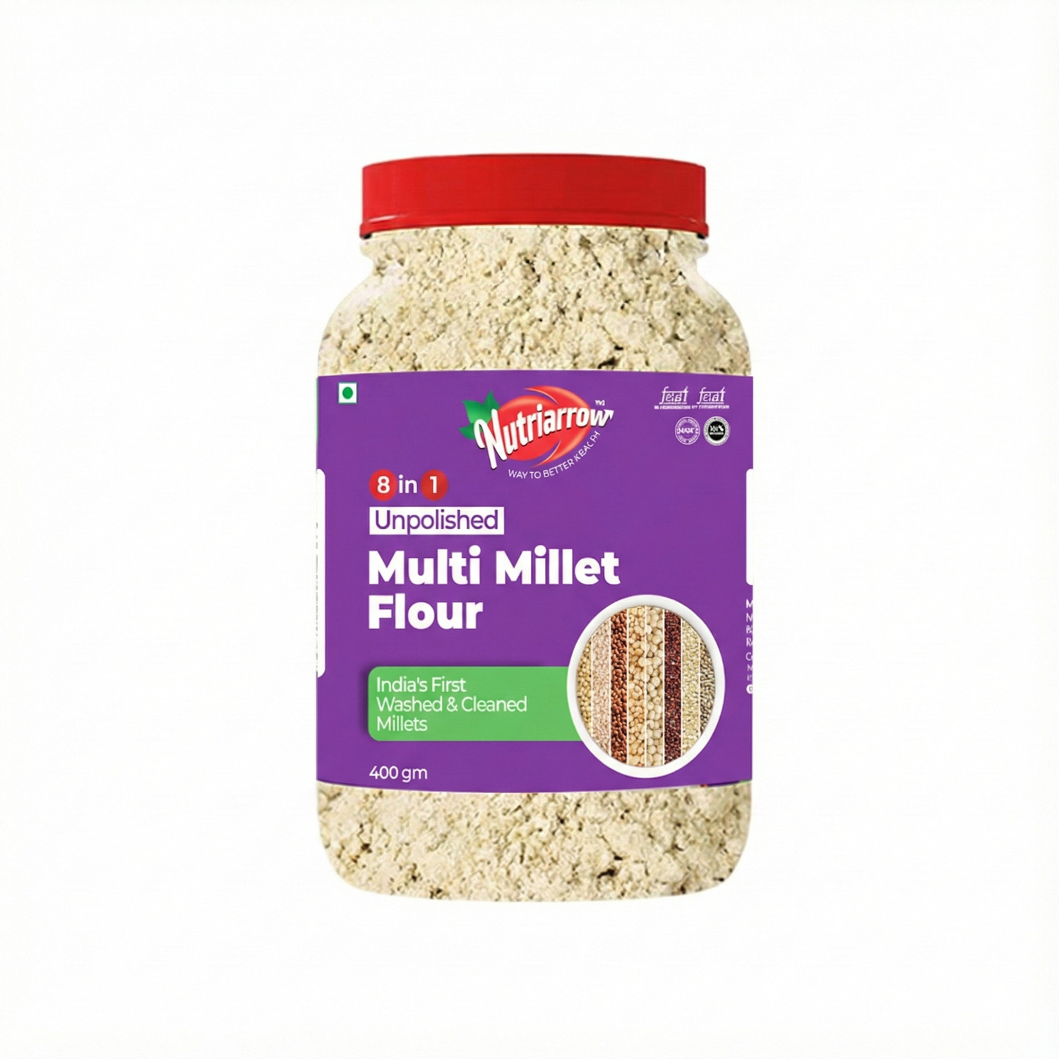 Image of Nutriarrow Multi Millet Flour | 8 Millet Blend with Sprouted Ragi, Jowar & Pearl Millet