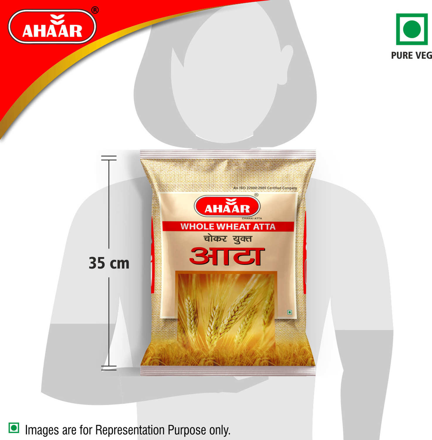 Image of Ahaar 5 Kg Whole Wheat Chakki Fresh Atta (Chokar Yukt Atta )
