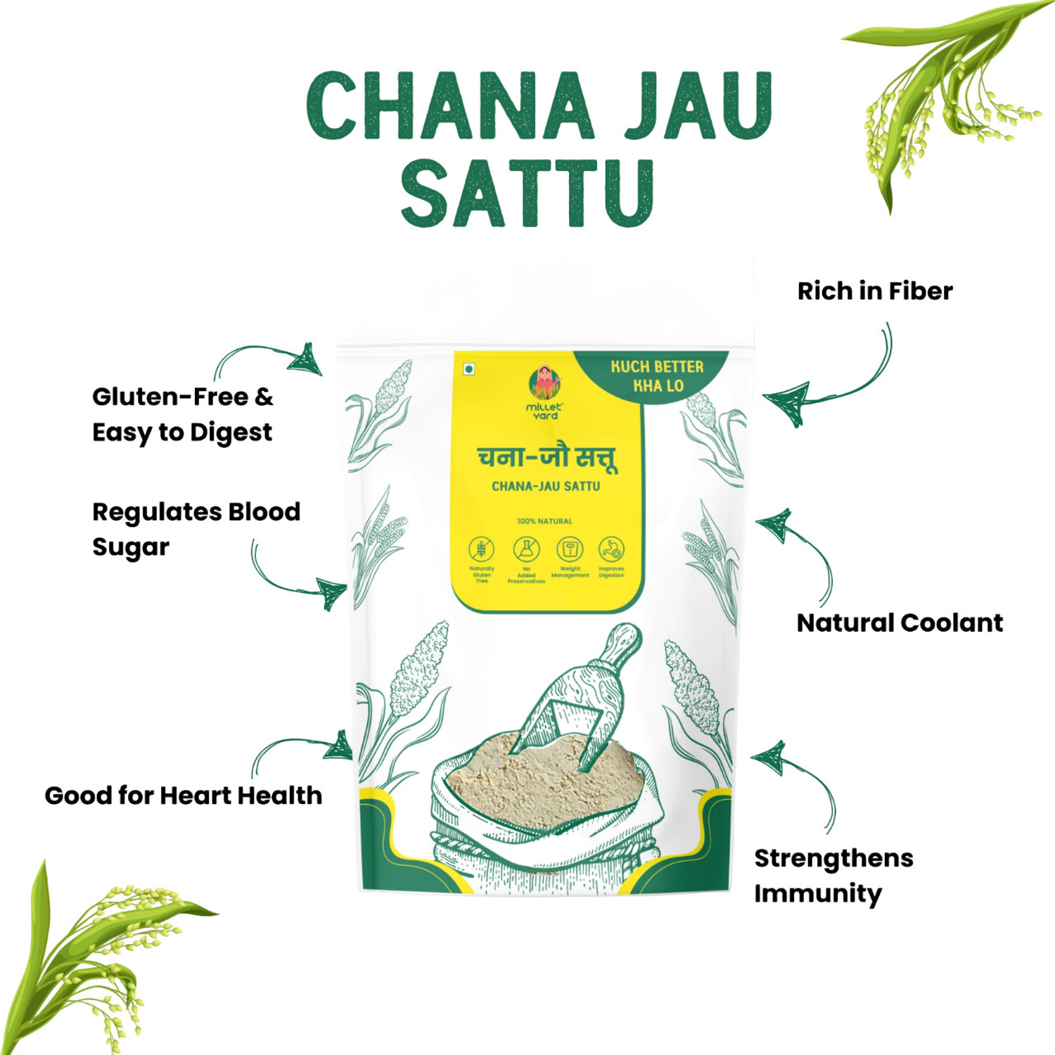Image of MILLET YARD Roasted Chana Jau Sattu Flour | Sattu Powder