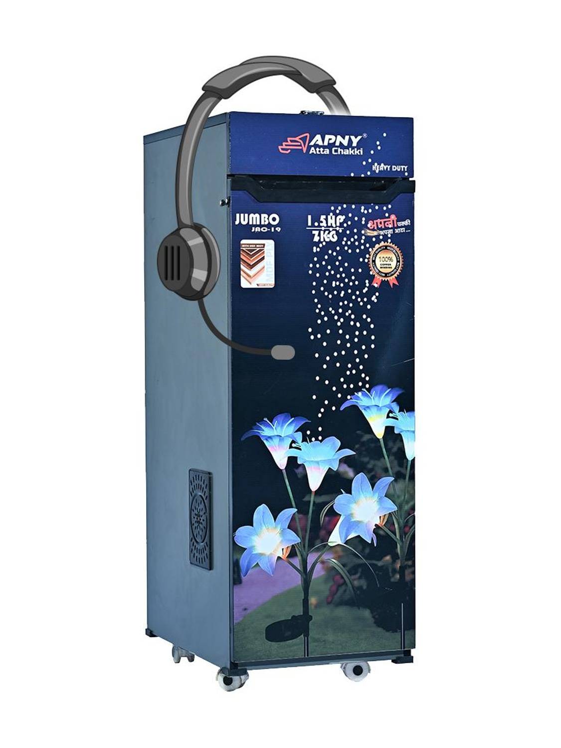 APNY Hindi Tolki 1.5 HP Fully Auto Standard Quality Jumbo atta chakki JAC19 JUMBO Hindi Tolky atta chakki Flourmill