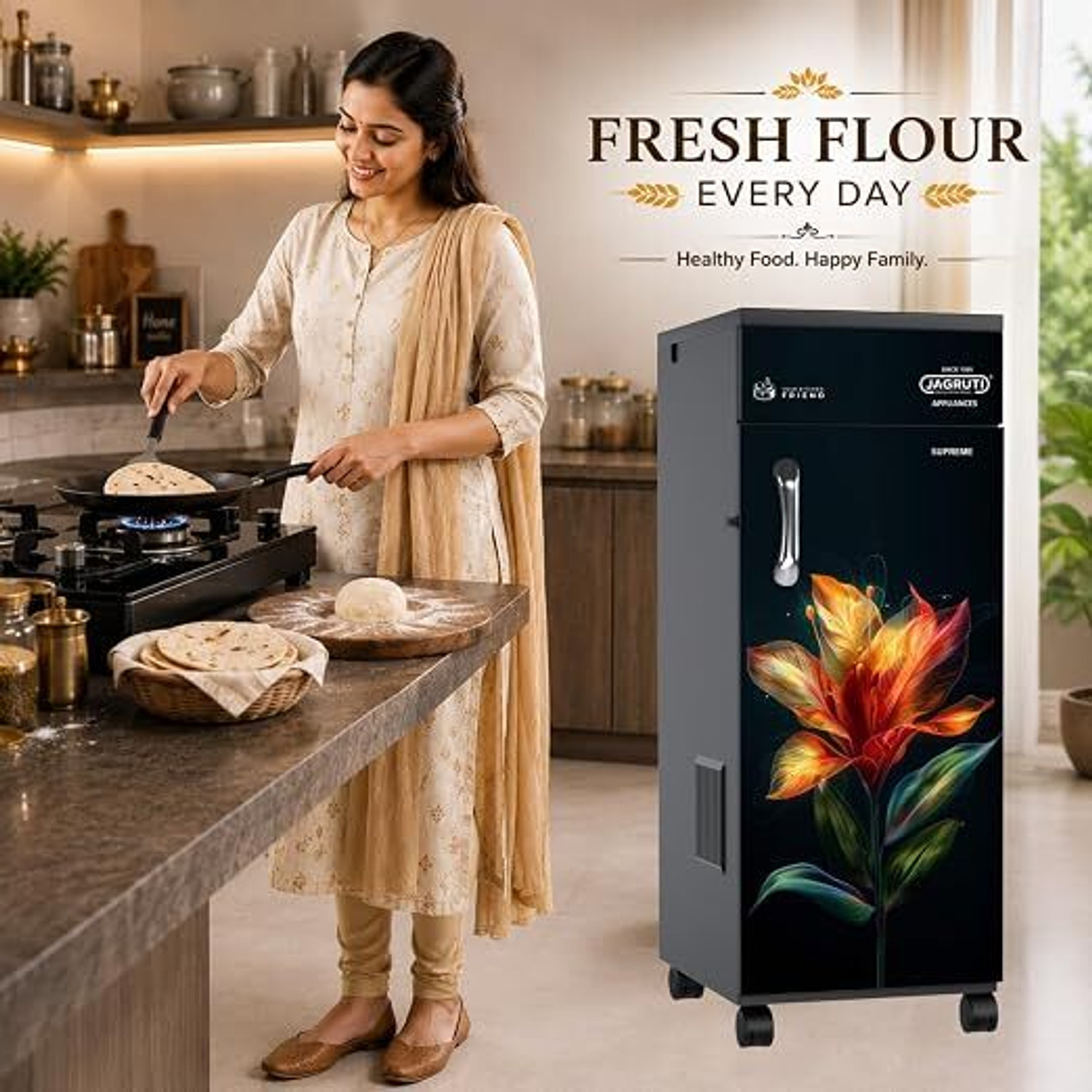 Image of Jagruti Supreme Elegant Flower Flourmill Atta Chakki Machine 5kg Flourmill
