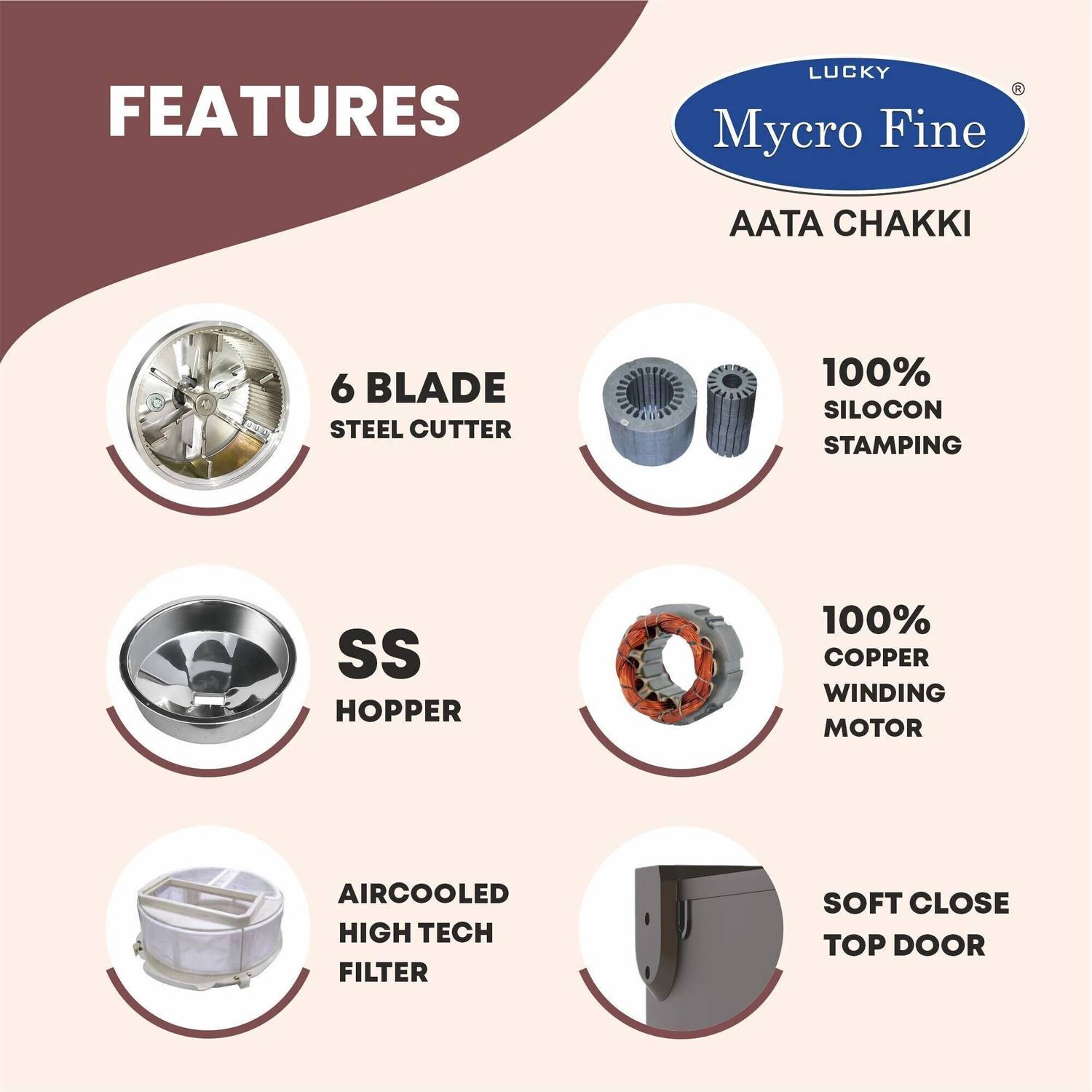 mycrofine WONDER PLUS Red Rose Atta Chakki Machine Fully Automatic