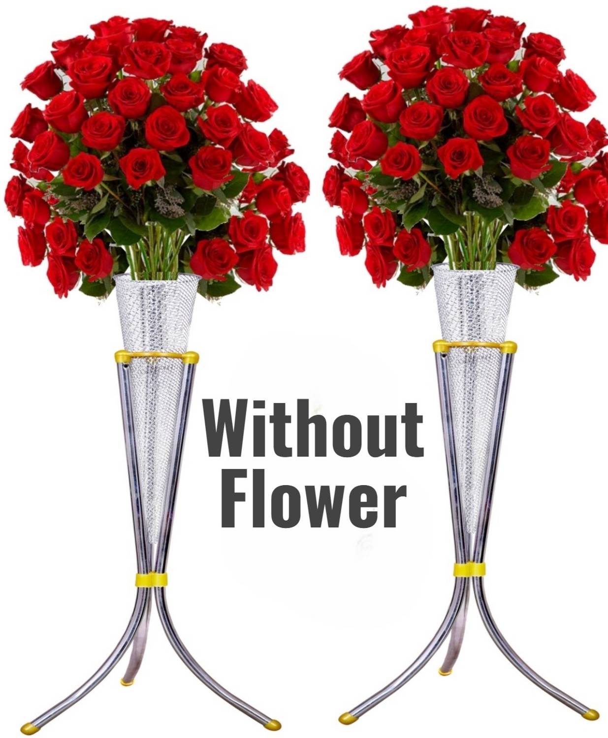 SPS Craft Silver Double Pot Net Iron Flower Basket (W: 8 cm x H: