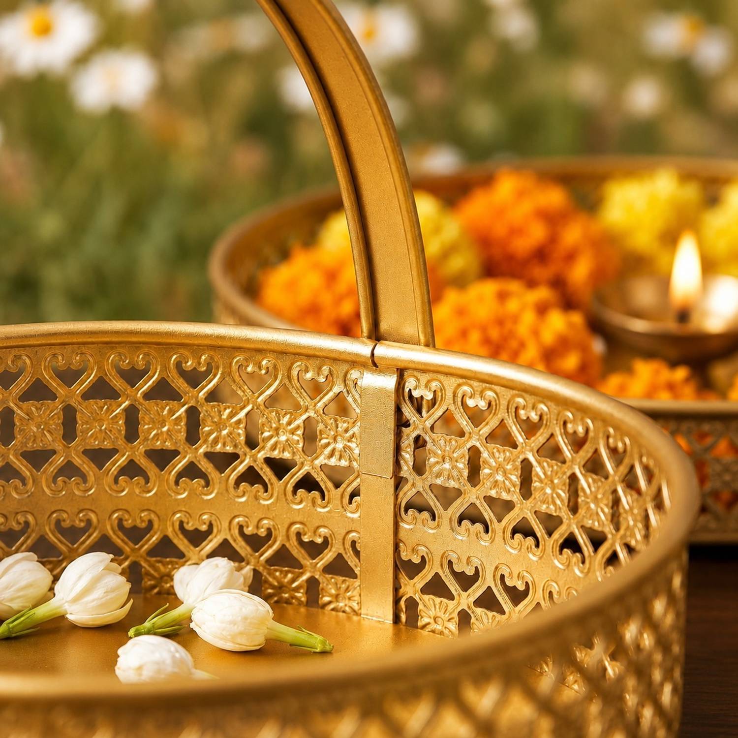 Griplt Golden Brass Pooja Basket - Image 5