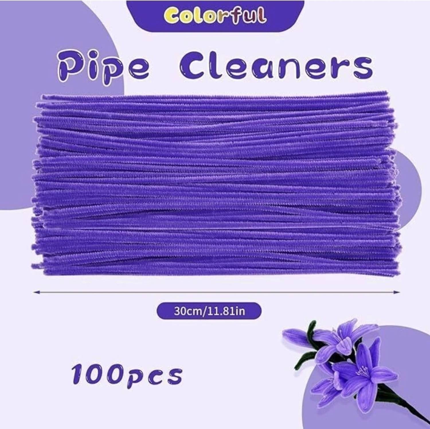 Batricher 100pcs Purple Pipe Cleaner for Arts,Crafts and DIY