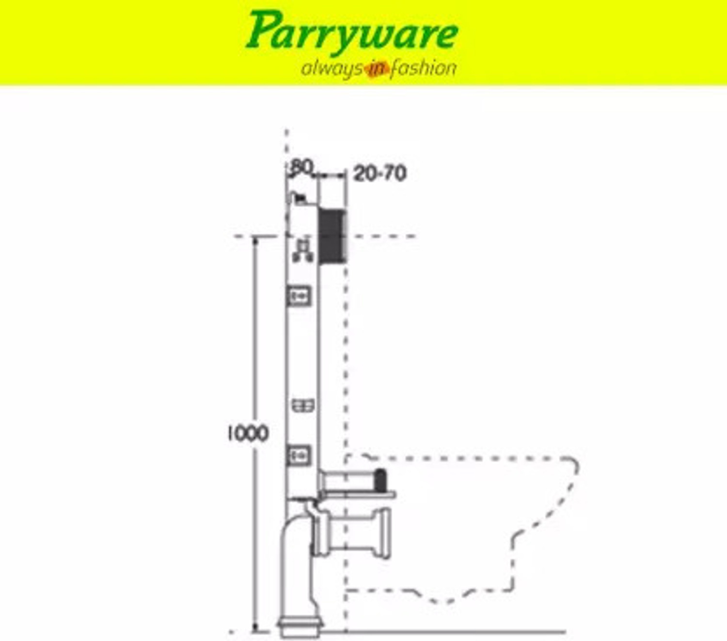 Image of Parryware Half Frame Concealed Cistern with upper part 061 Dual Flush Tank