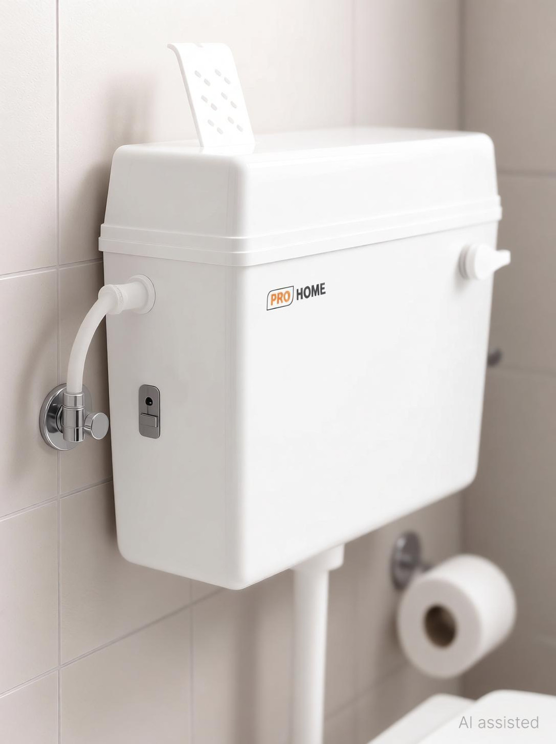 Image of ProHome Premium Wall Mounted Flush Tank - White Side Handle Flush Tank