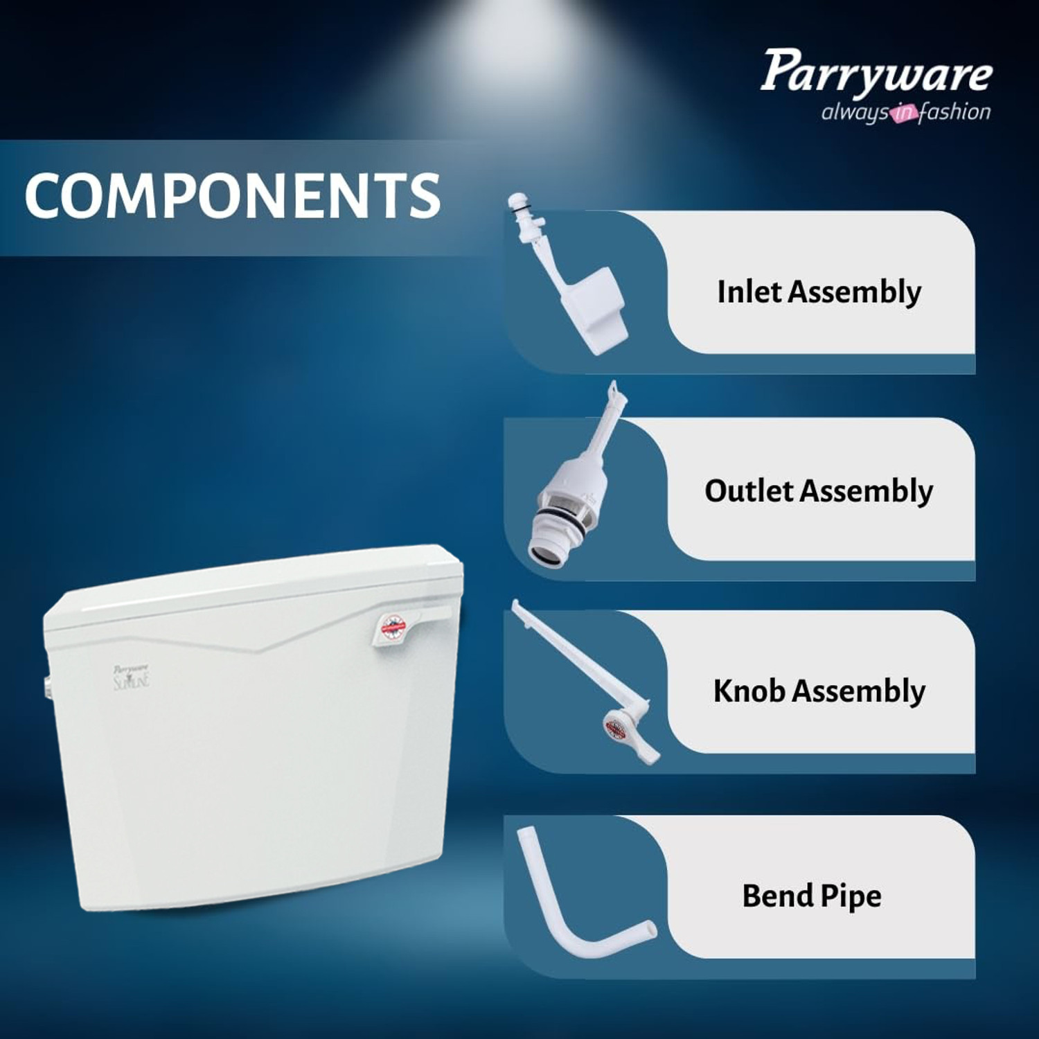 Image of Parryware Slim Flush tank Cistern for Bathroom | Space Saving Tank set of 1 pic 127 Single Flush Tank (White 8 L)