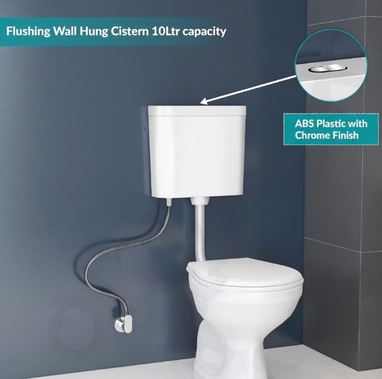 Image of Flipkart SmartBuy Classic White Toilet Flush Tank 10L Dual Flush Cistern Durable Polypropylene | Dual Flush Tank