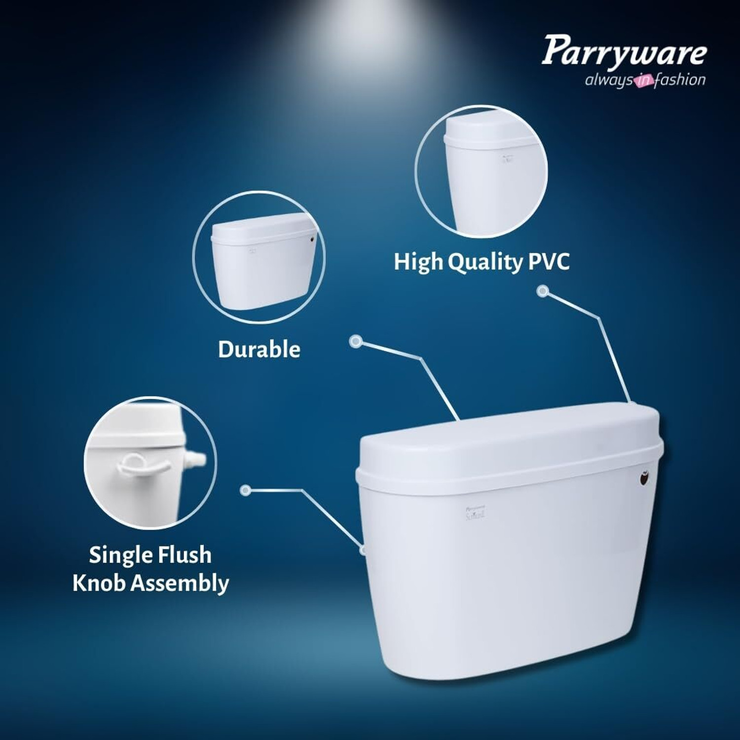 Image of Parryware Uno Flush Cistern for Bathroom | Space Saving Slim Tank set of 1 pic 107 Single Flush Tank (White 8 L)