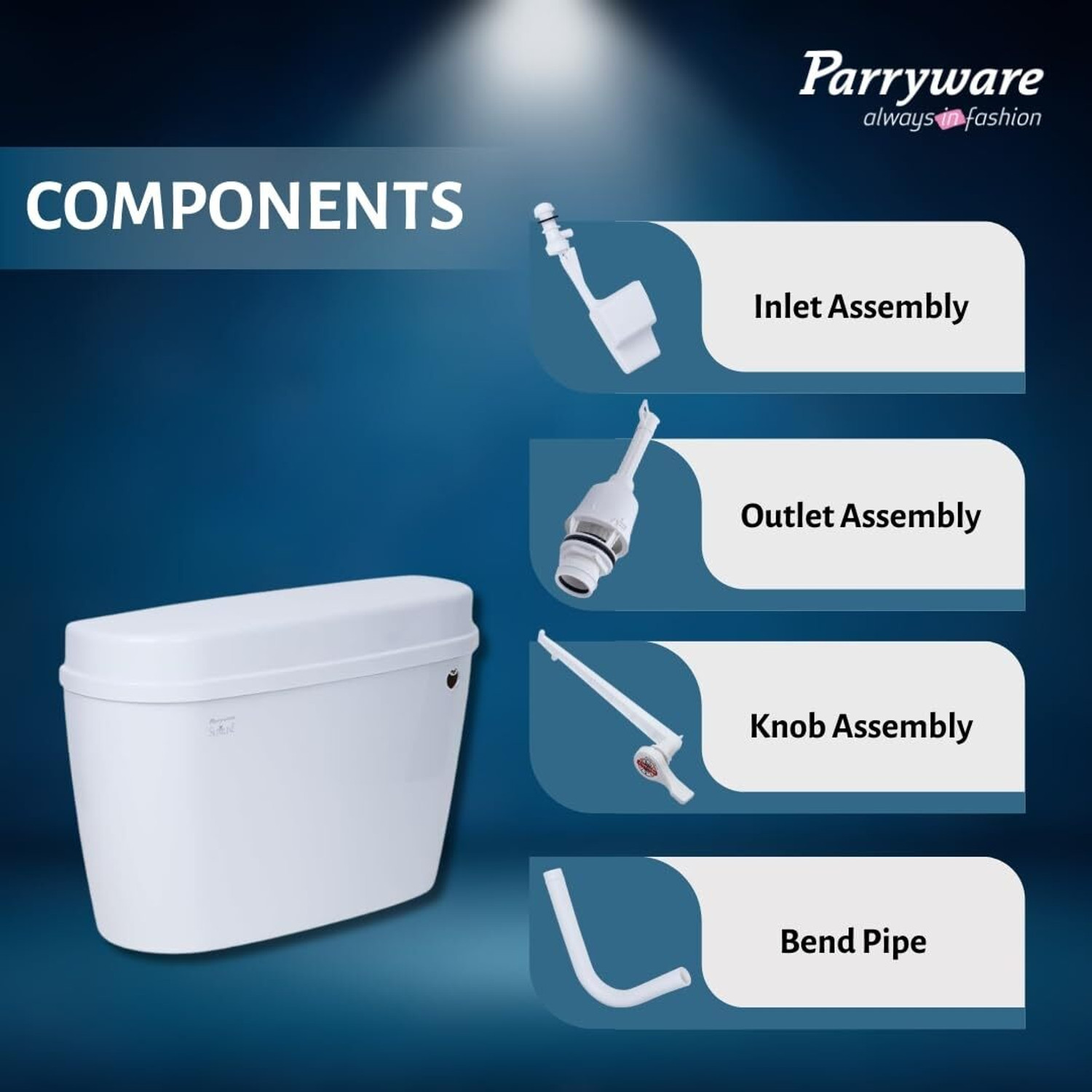 Image of Parryware Uno Flush Cistern for Bathroom | Space Saving Slim Tank set of 1 pic 107 Single Flush Tank (White 8 L)