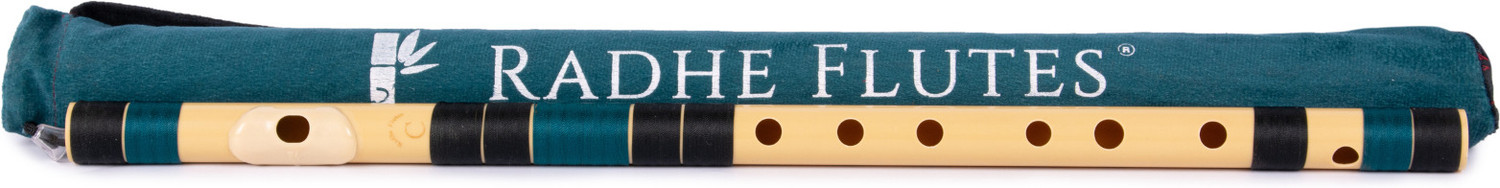 Image of Radhe Flutes C Sharp Bansuri Middle Octave Right Handed Black & Dark Green With Velvet Cover PVC Flute