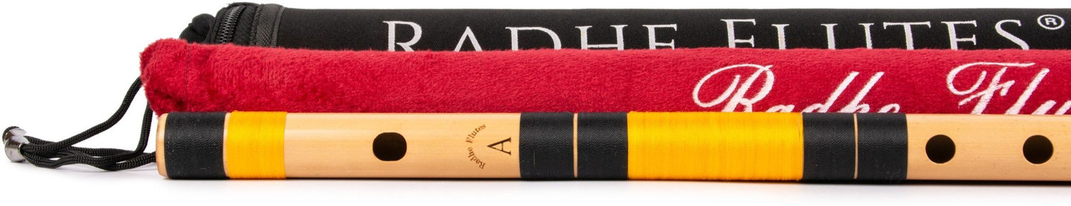 Image of Radhe Flutes A natural base Octave right HandWith Velvet Cover Bamboo Flute